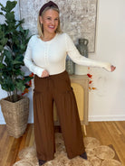 Crinkle Textured Flair Pants-240 Pants-Anniewear-The Lovely Closet, Women's Fashion Boutique in Alexandria, KY