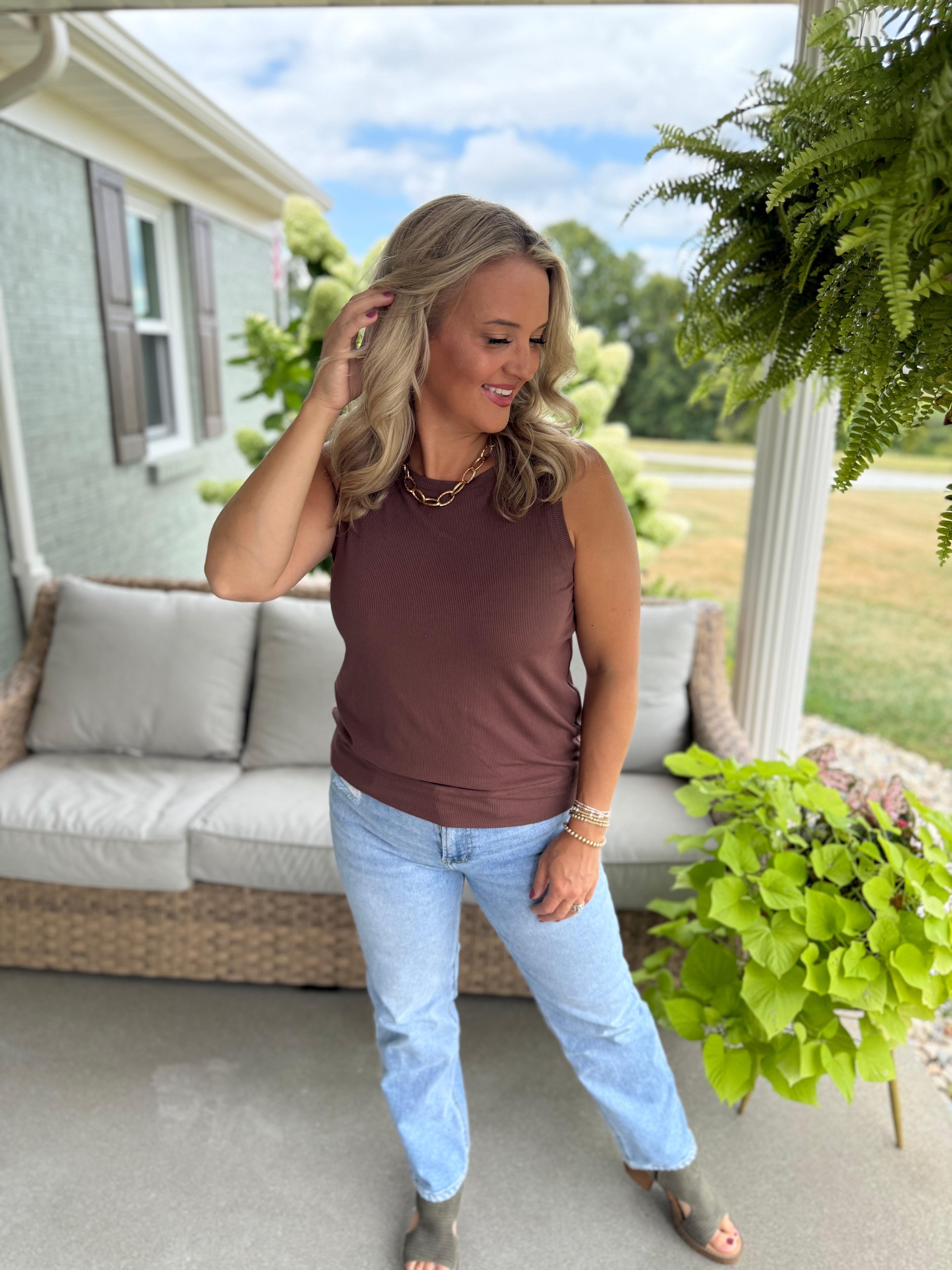 Elevated Ribbed Tank Top-120 Sleeveless Tops-Yelete-The Lovely Closet, Women's Fashion Boutique in Alexandria, KY