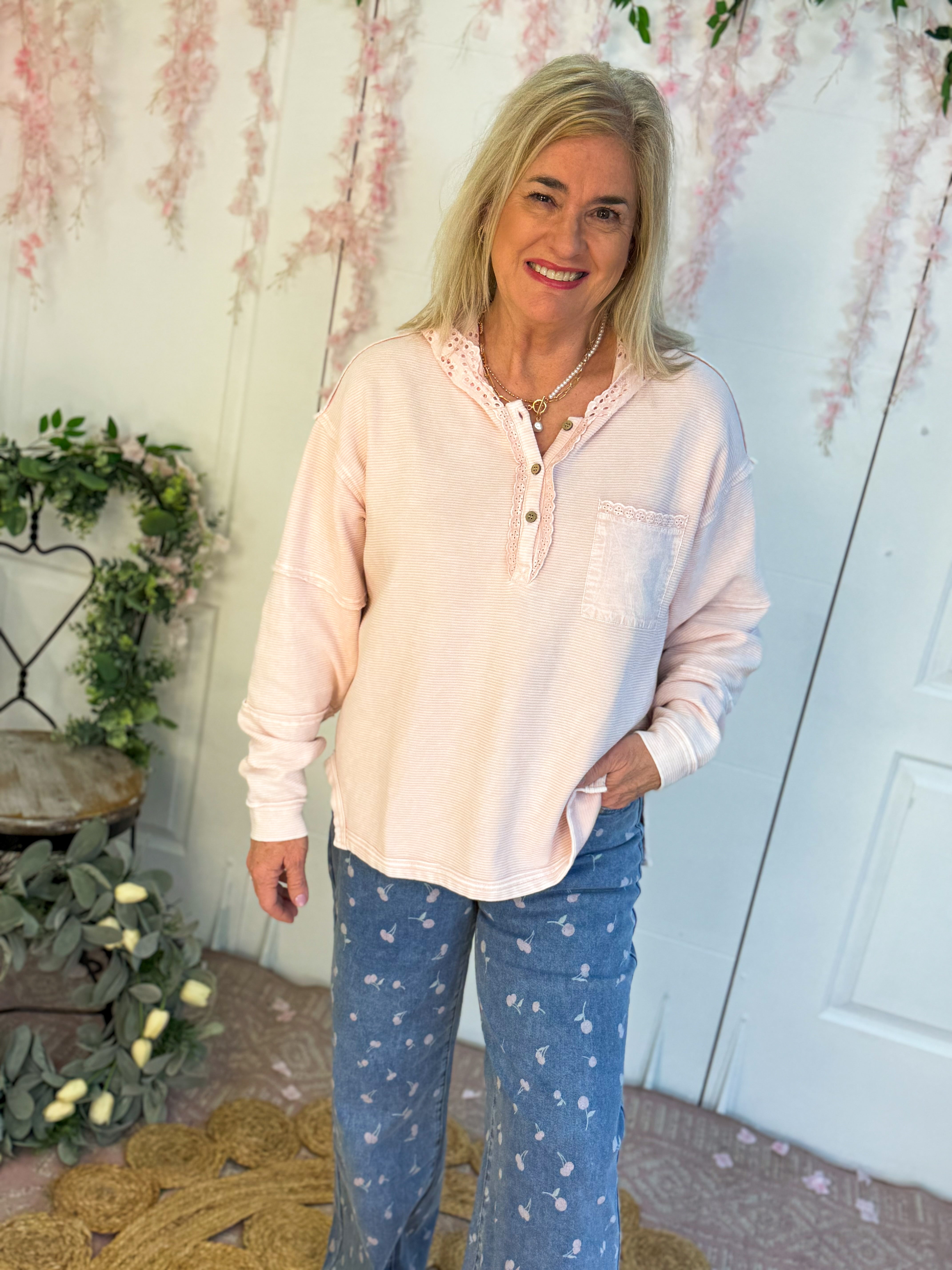 Sweet In Pink Hooded Top-110 Long Sleeve Top-easel-The Lovely Closet, Women's Fashion Boutique in Alexandria, KY