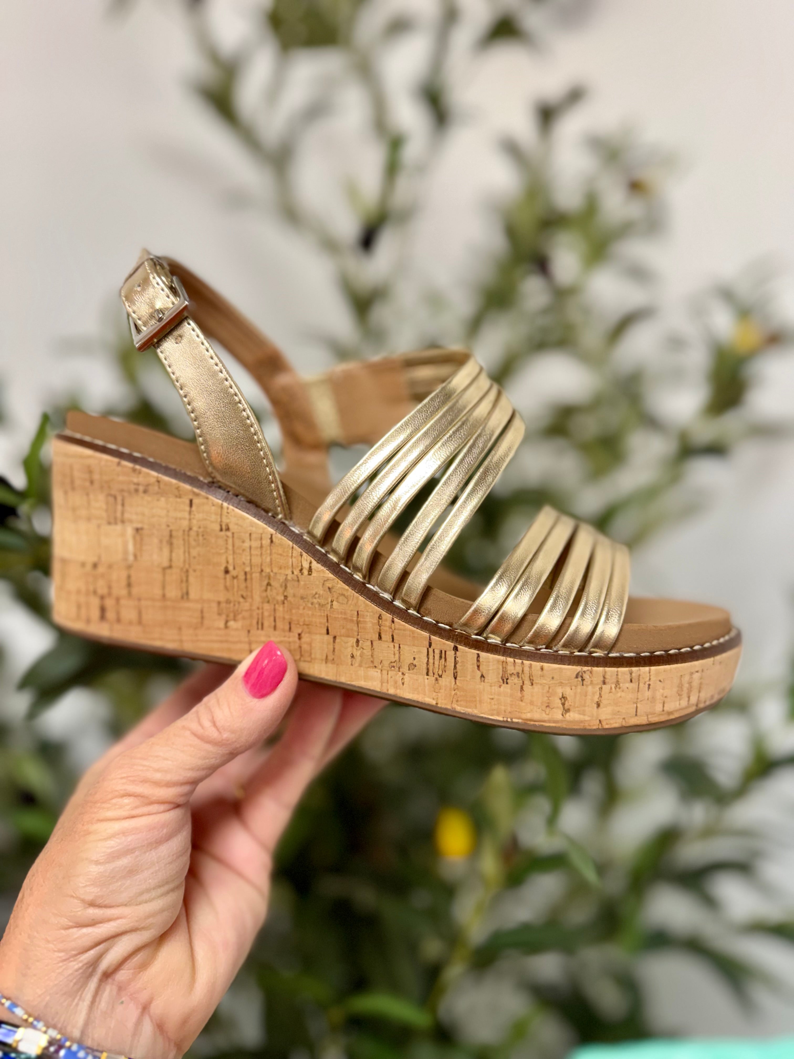 Corkys About Last Night Wedge - Gold-270 Shoes-Corkys-The Lovely Closet, Women's Fashion Boutique in Alexandria, KY