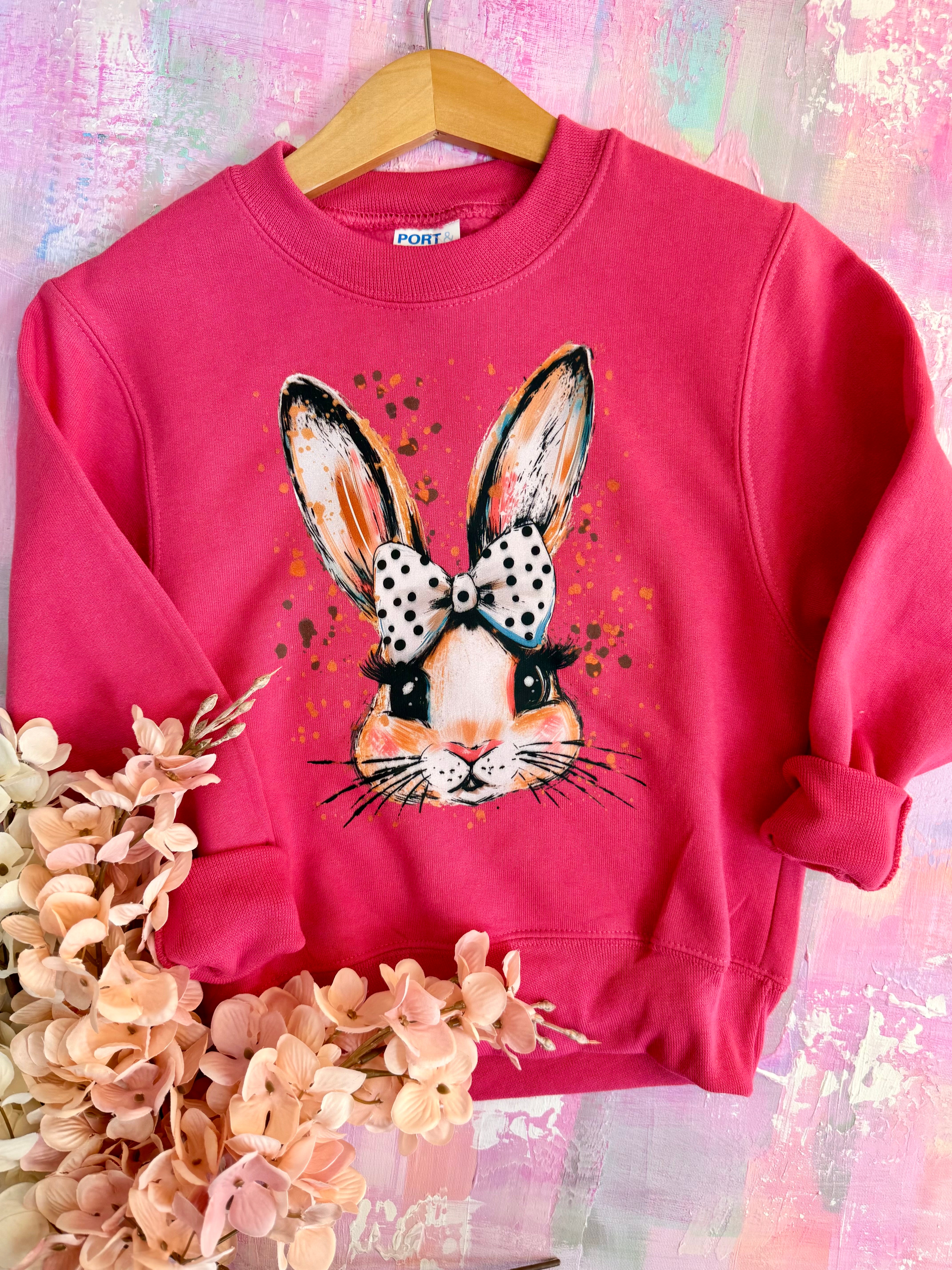 PRE-ORDER BUNNY WITH SPECKLED BOW-130 Graphics-The Lovely Closet-The Lovely Closet, Women's Fashion Boutique in Alexandria, KY