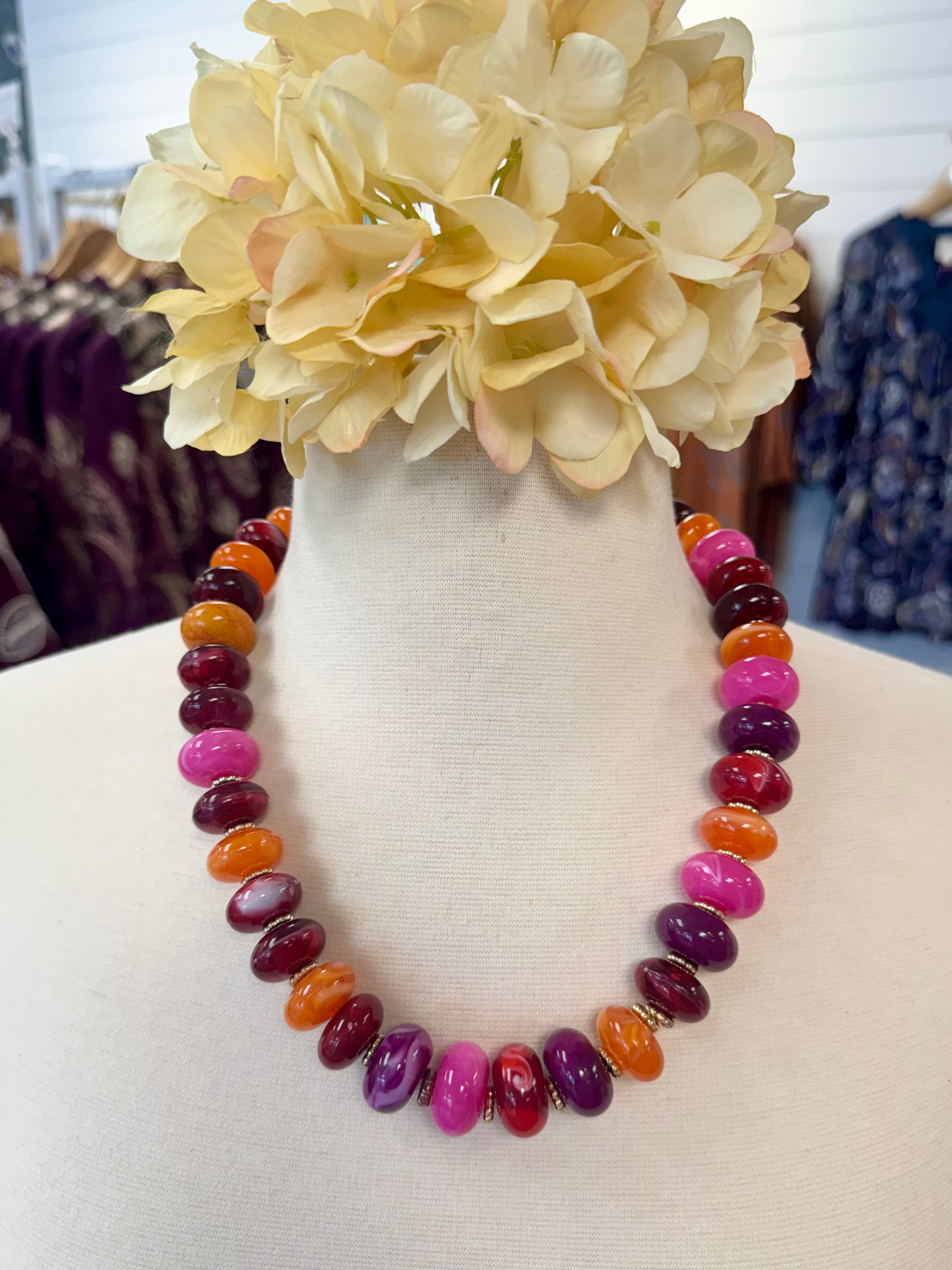 Rasberry Kiss Candy Bead Necklace-280 Accessories-Golden Stella-The Lovely Closet, Women's Fashion Boutique in Alexandria, KY