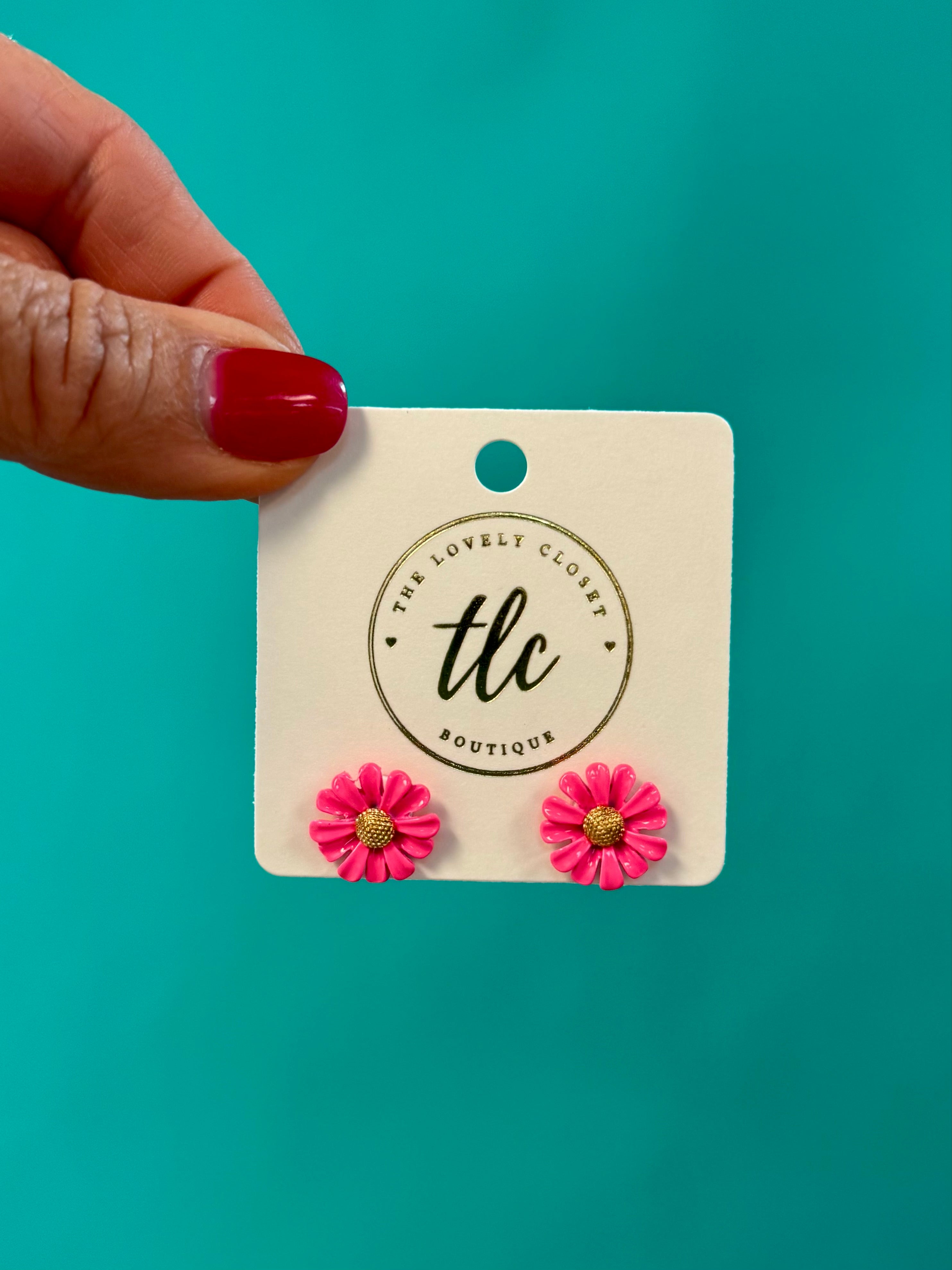 Sweet Pink Daisy Post Earring-280 Accessories-judson-The Lovely Closet, Women's Fashion Boutique in Alexandria, KY
