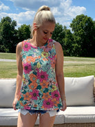 Bright Summer Floral Tank-120 Sleeveless Tops-The Lovely Closet-The Lovely Closet, Women's Fashion Boutique in Alexandria, KY