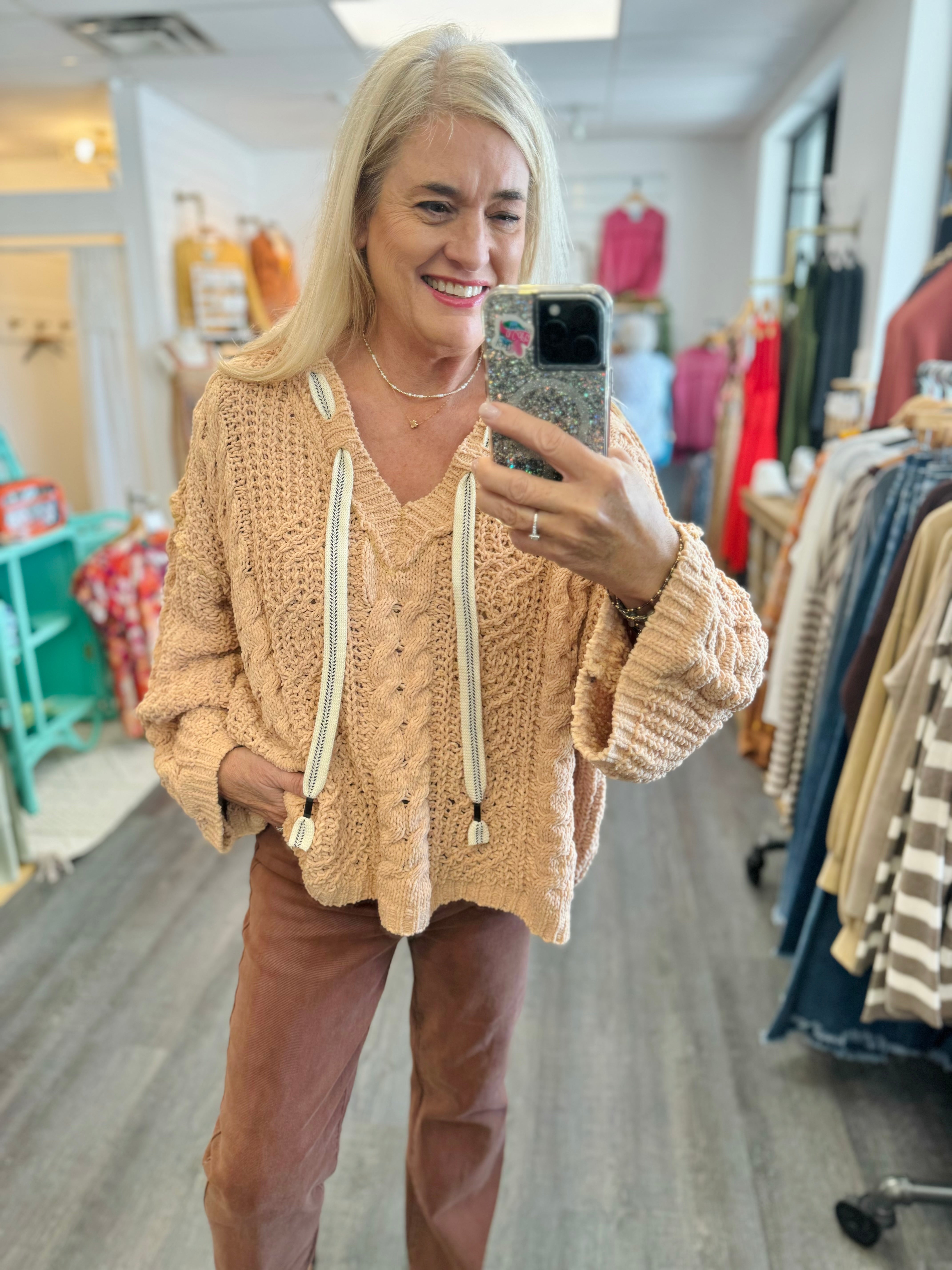 Oversized Cable Knit Hooded Sweater-140 Sweaters-The Lovely Closet-The Lovely Closet, Women's Fashion Boutique in Alexandria, KY