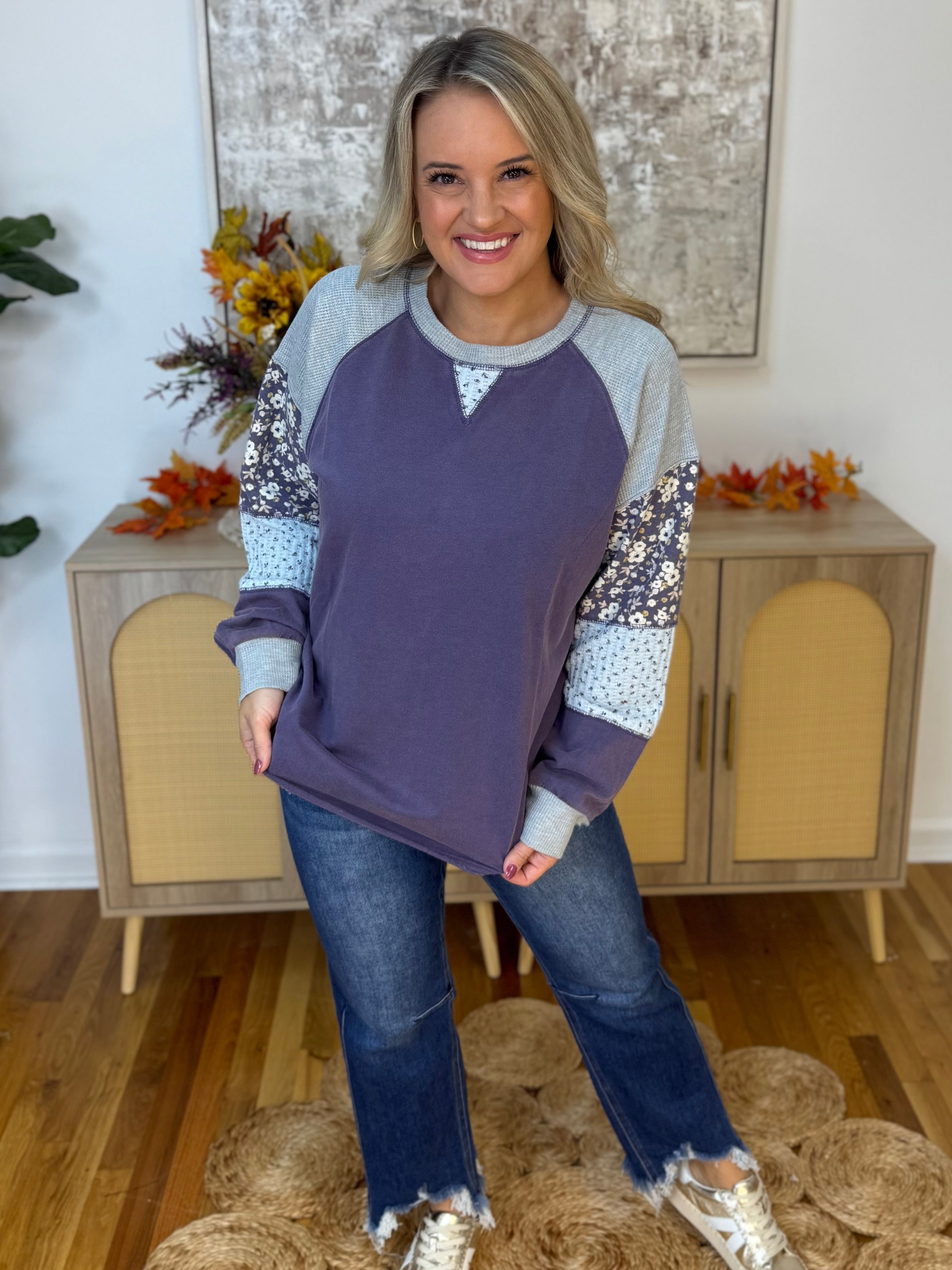 Harvest Wishes Pullover - Violet-110 Long Sleeve Top-easel-The Lovely Closet, Women's Fashion Boutique in Alexandria, KY