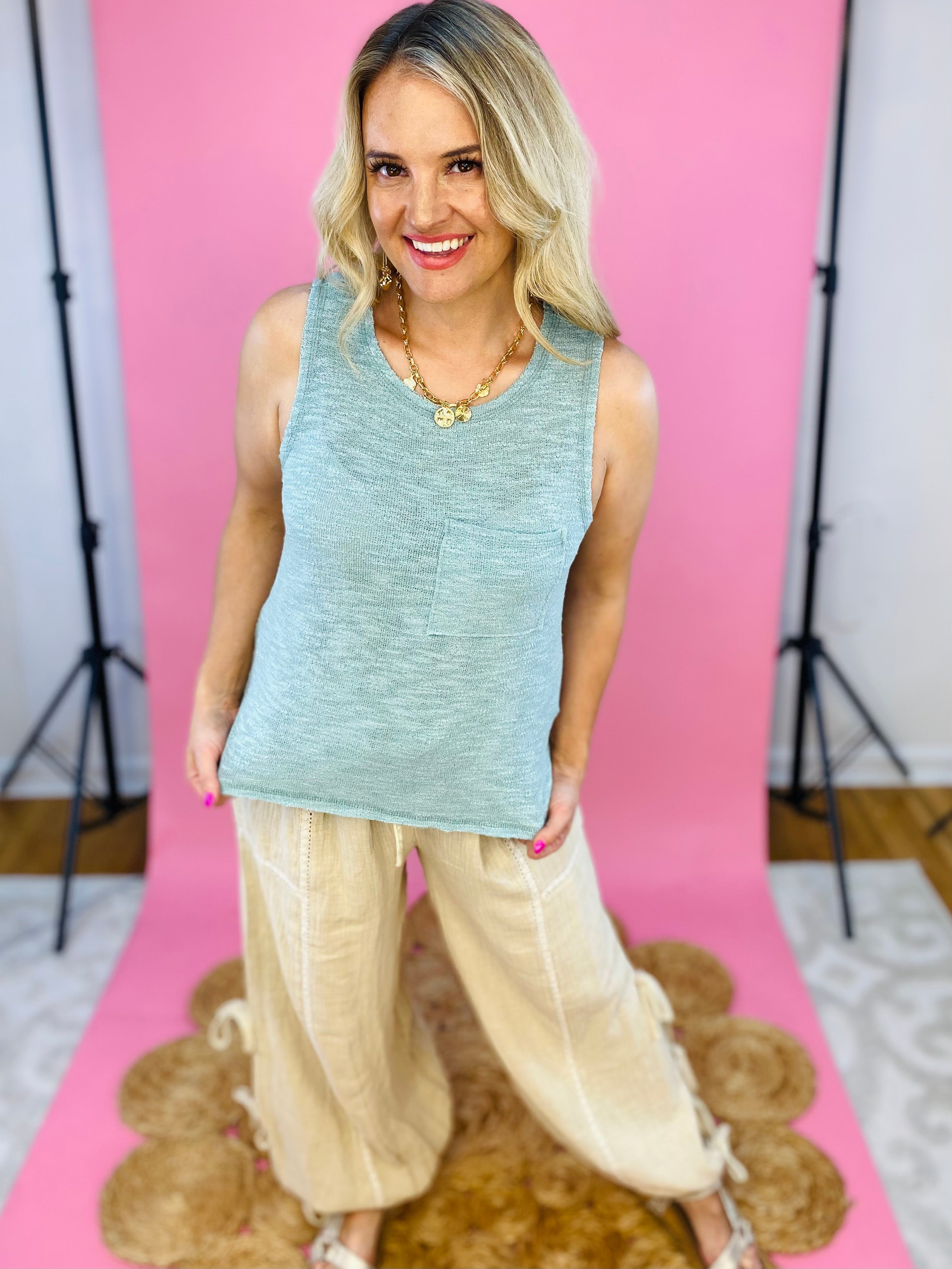 Summer Sage Tank-120 Sleeveless Tops-GILLI-The Lovely Closet, Women's Fashion Boutique in Alexandria, KY