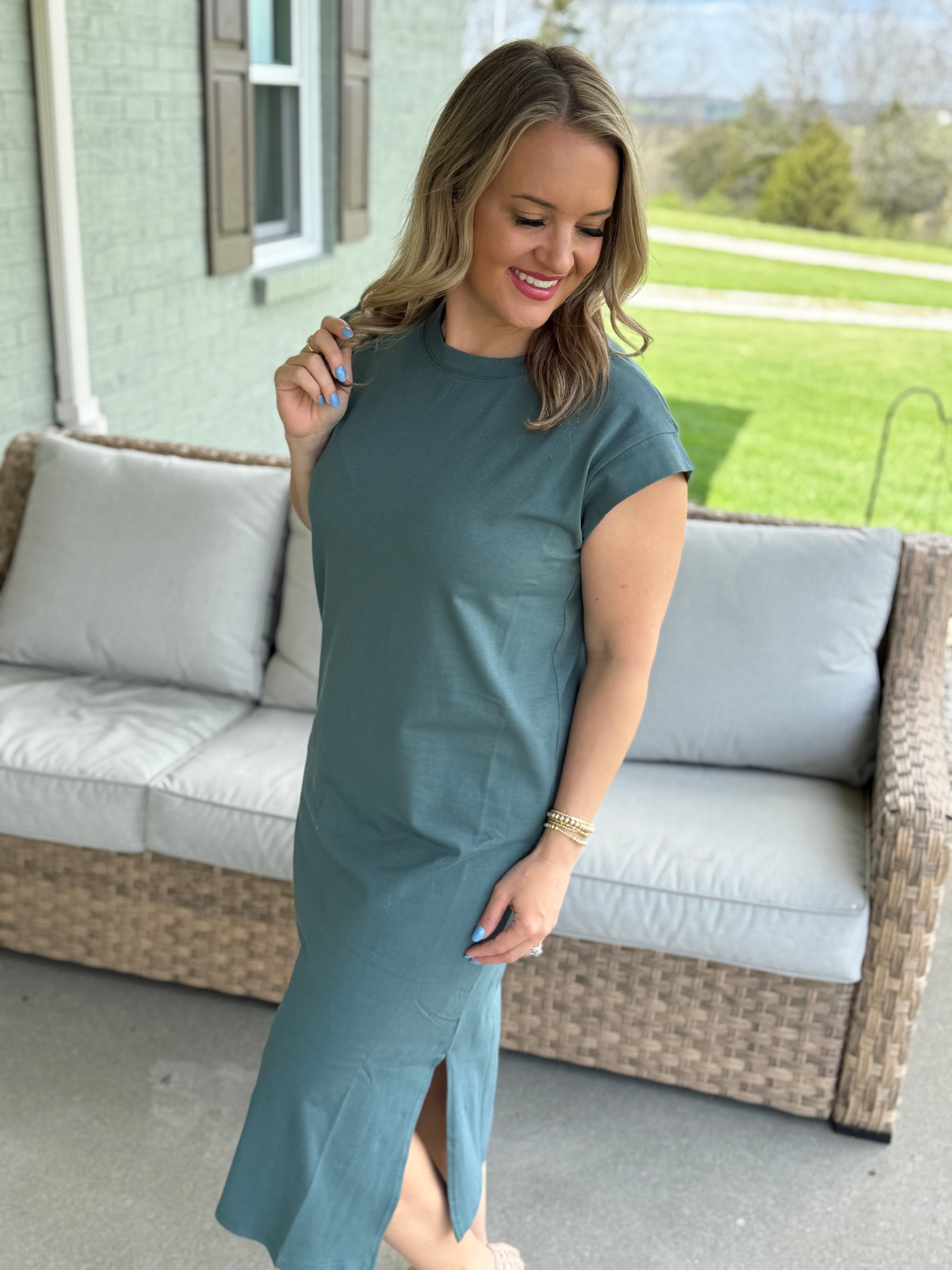 Go Anywhere Midi Dress - Jade-The Lovely Closet-The Lovely Closet, Women's Fashion Boutique in Alexandria, KY