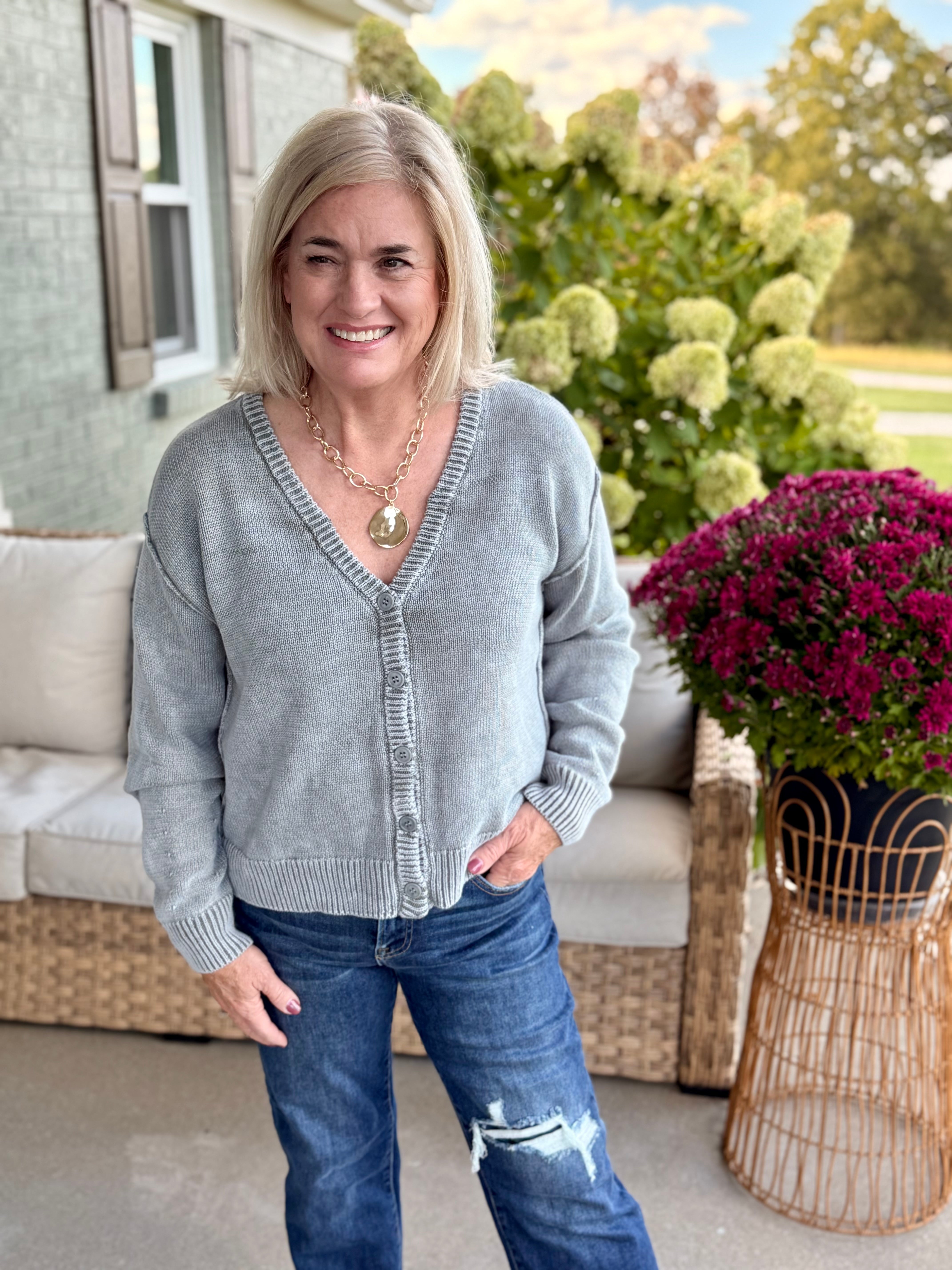 FINAL SALE Falling Leaves Cardigan - Teal-160 Cardigan/Kimonos-Bibi-The Lovely Closet, Women's Fashion Boutique in Alexandria, KY