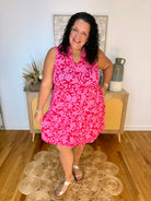 Pink on Pink Floral Lizzy Dress - Plus Only-180 Dresses-Dear Scarlett-The Lovely Closet, Women's Fashion Boutique in Alexandria, KY