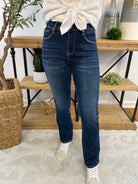 RISEN - Mid Rise Ankle Slim Straight Dark Wash-210 Jeans-Risen-The Lovely Closet, Women's Fashion Boutique in Alexandria, KY