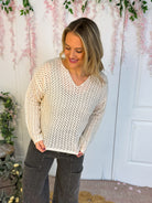 Open Knit Sweater - Oatmeal-140 Sweaters-The Lovely Closet-The Lovely Closet, Women's Fashion Boutique in Alexandria, KY