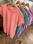 Modern Ease Mineral Washed T-Shirt Dress - Coral-180 Dresses-zenana-The Lovely Closet, Women's Fashion Boutique in Alexandria, KY