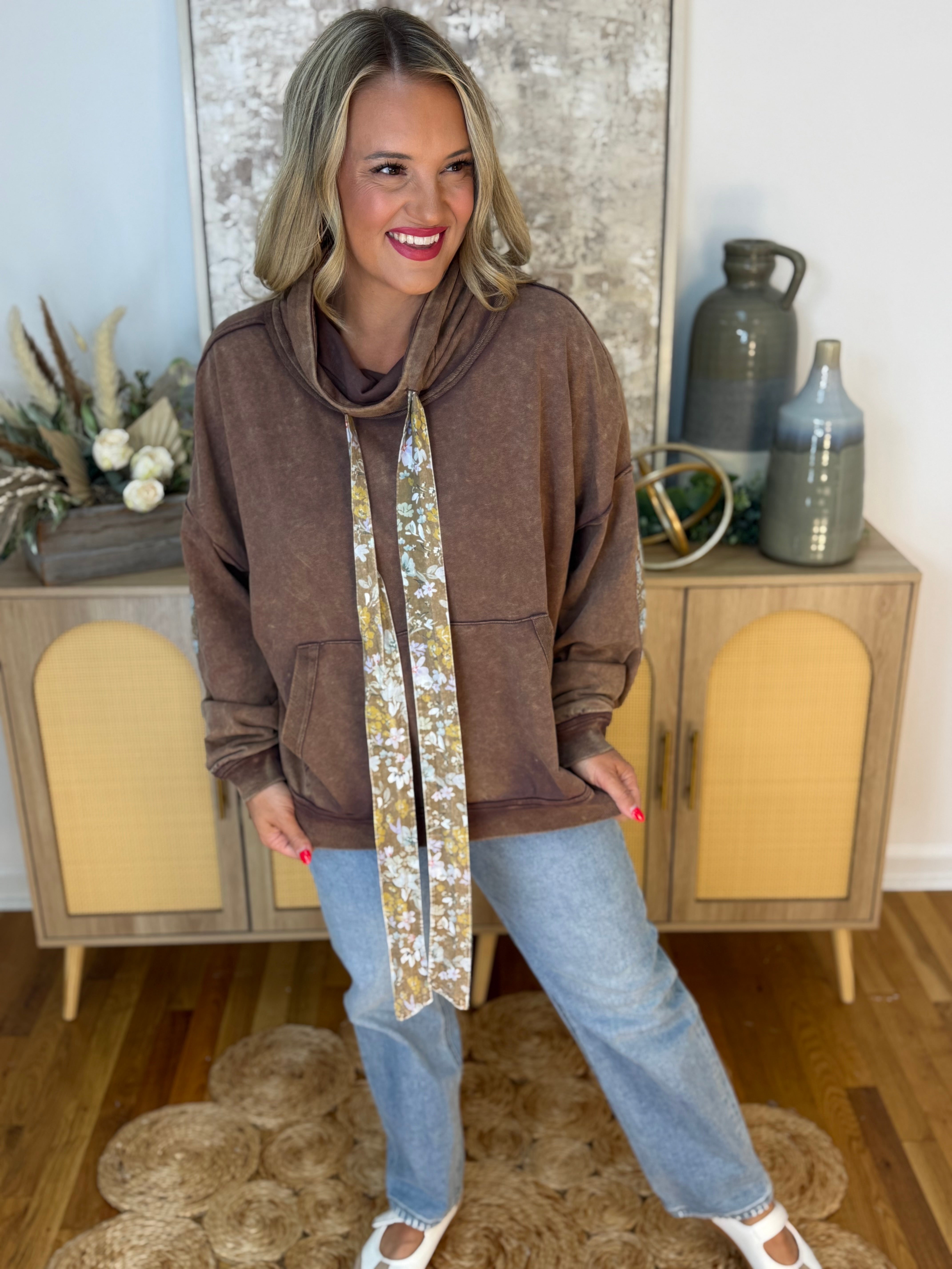 Easy Living Hooded Pullover-110 Long Sleeve Top-J.nna-The Lovely Closet, Women's Fashion Boutique in Alexandria, KY