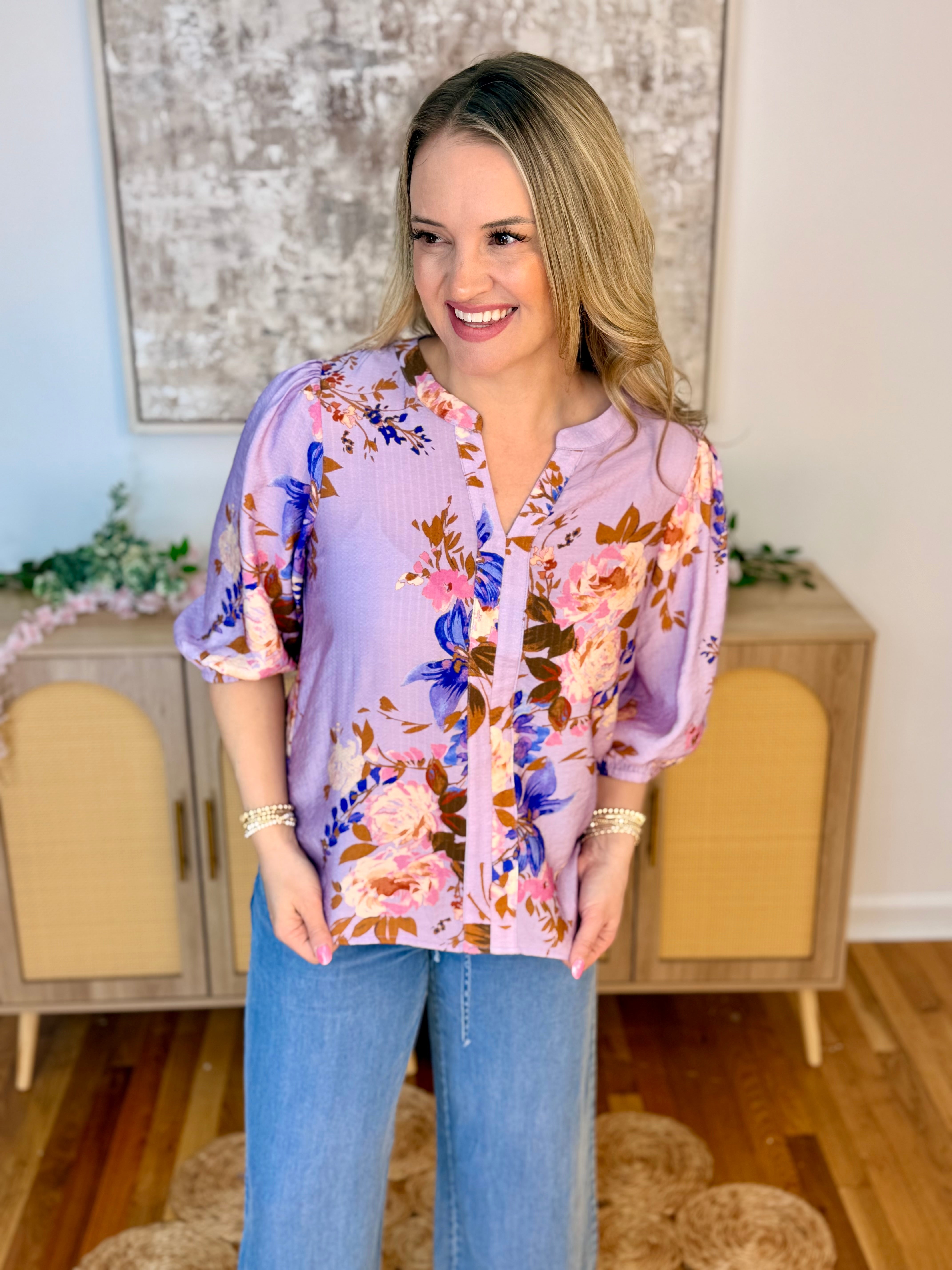 Secret Garden Blouse-110 Long Sleeve Top-Oddi-The Lovely Closet, Women's Fashion Boutique in Alexandria, KY