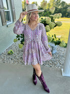 FINAL SALE Lavender Print Dress-180 Dresses-The Lovely Closet-The Lovely Closet, Women's Fashion Boutique in Alexandria, KY