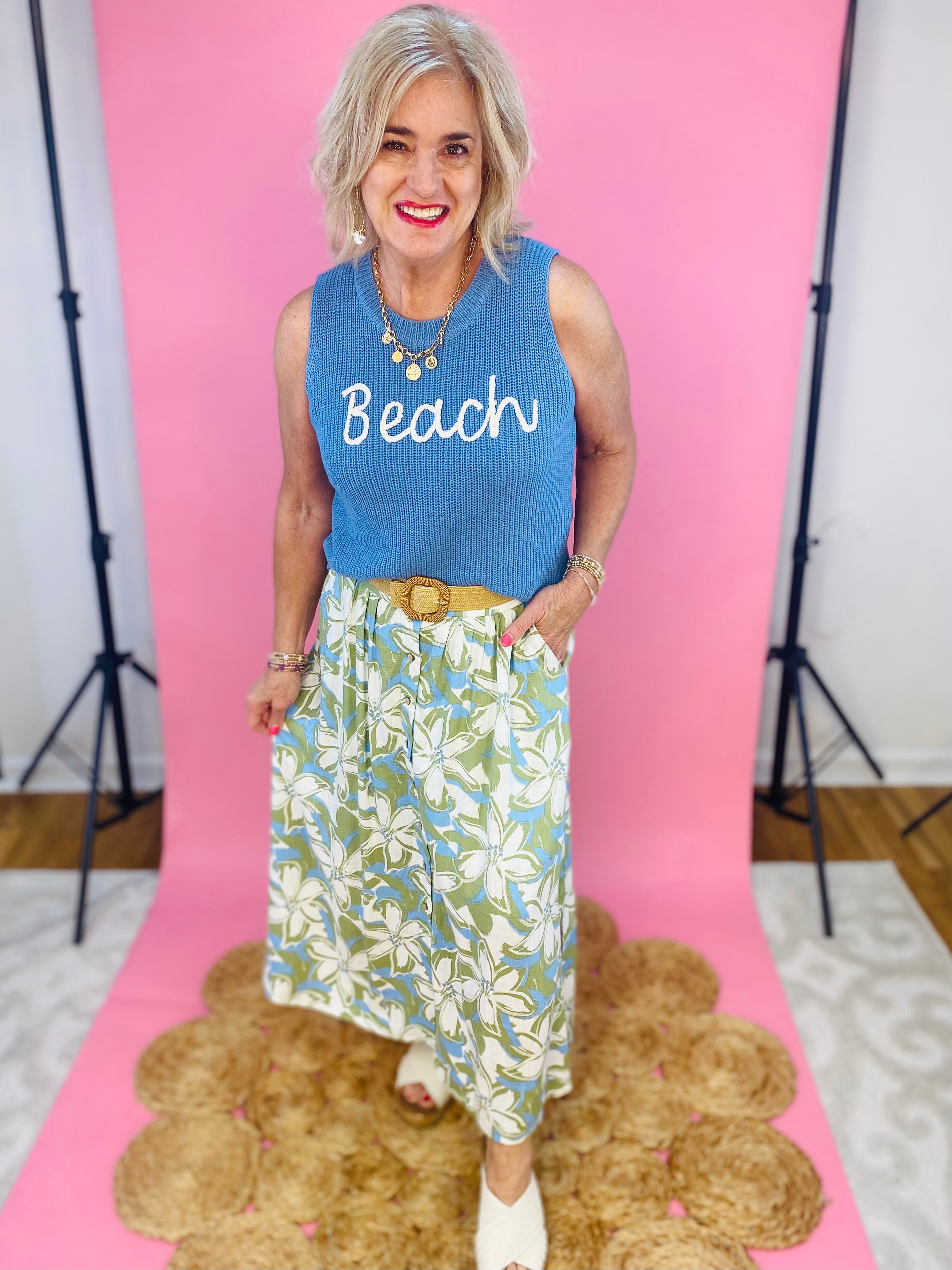 Coastal Charm Midi Skirt-230 Skirts/Shorts-Be Cool-The Lovely Closet, Women's Fashion Boutique in Alexandria, KY