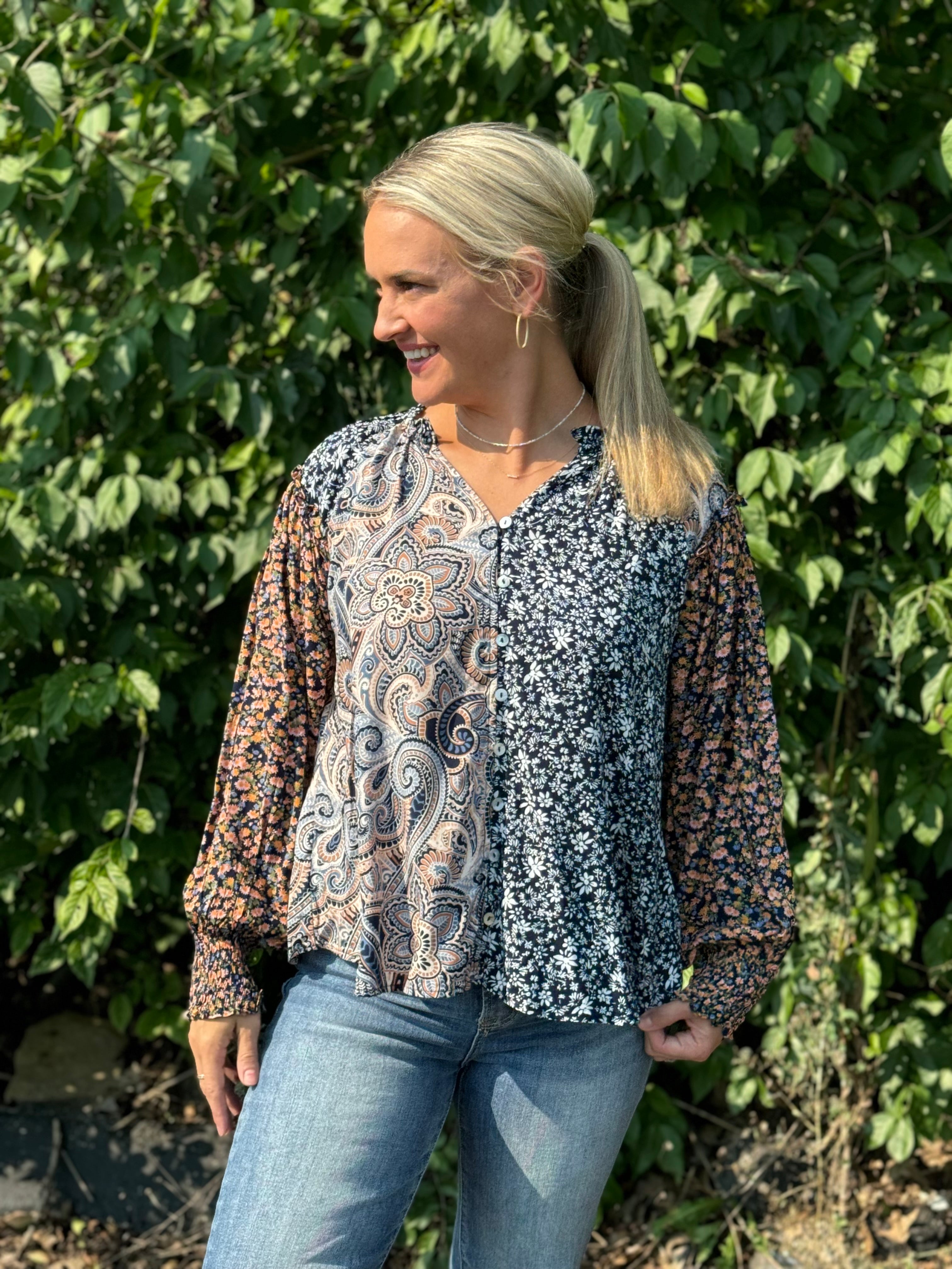 FINAL SALE - Harvesting Bouquets Blouse-110 Long Sleeve Top-The Lovely Closet-The Lovely Closet, Women's Fashion Boutique in Alexandria, KY