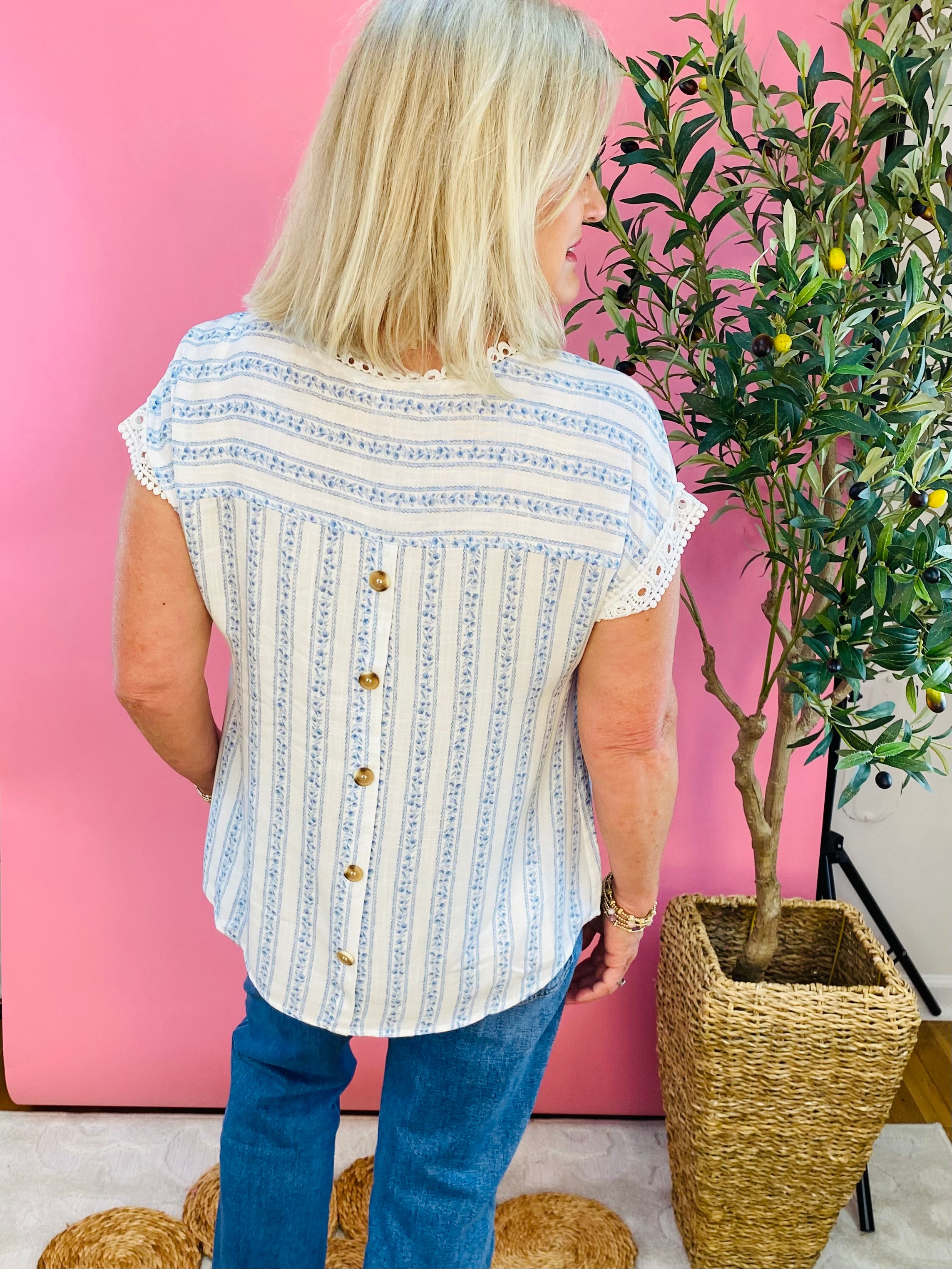 Clear Skies Blouse-100 Short Sleeve Tops-Blu Pepper-The Lovely Closet, Women's Fashion Boutique in Alexandria, KY