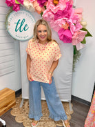 Color Pop Polka Dot Top - Light Coral-100 Short Sleeve Tops-Carole Christian-The Lovely Closet, Women's Fashion Boutique in Alexandria, KY