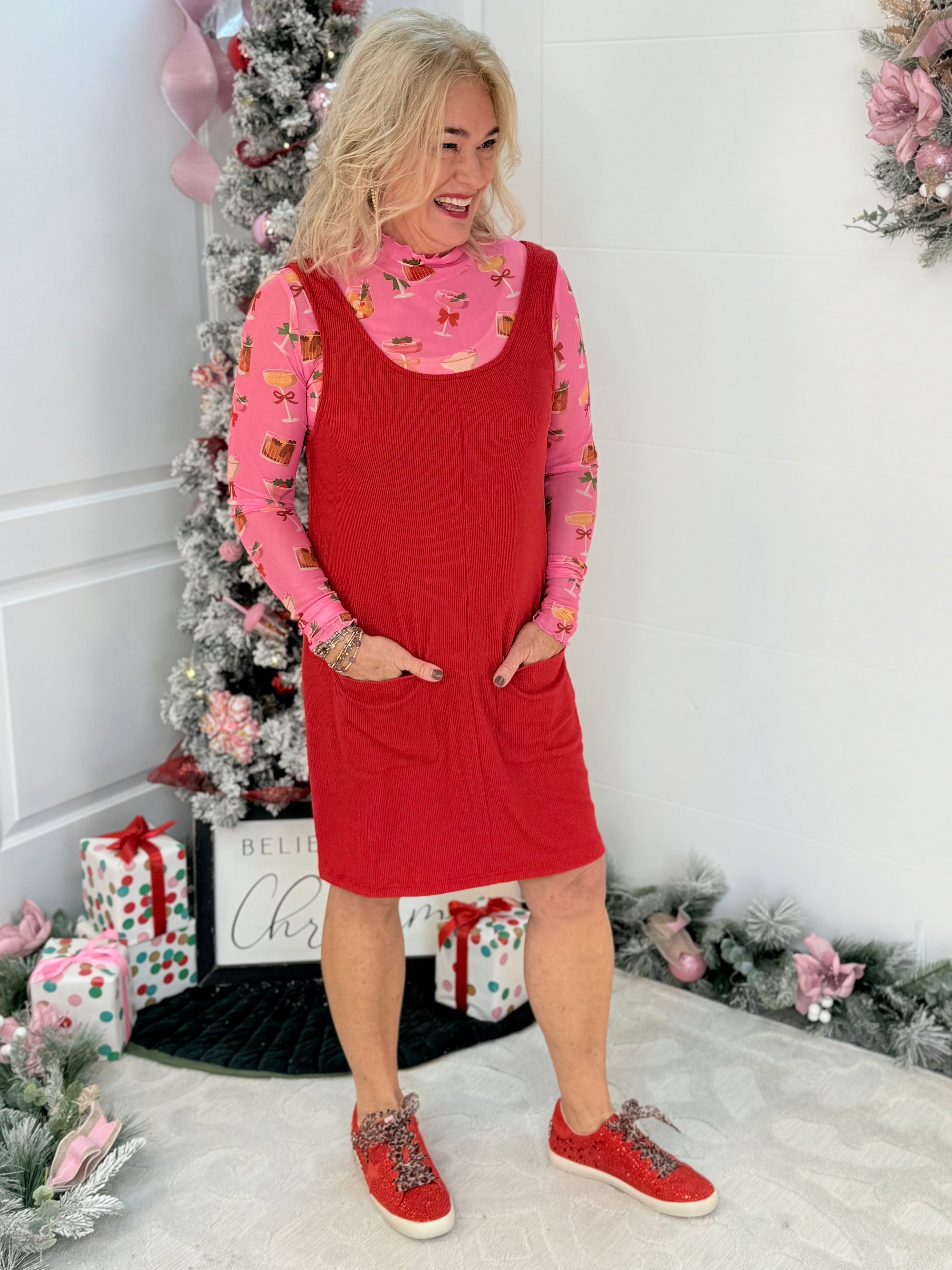 Jess Lea - Keigan Mesh Top - Holiday Drinks-110 Long Sleeve Top-Jess Lea-The Lovely Closet, Women's Fashion Boutique in Alexandria, KY