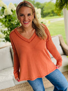 Autumn Days Ribbed Top - Pumpkin-110 Long Sleeve Top-zenana-The Lovely Closet, Women's Fashion Boutique in Alexandria, KY