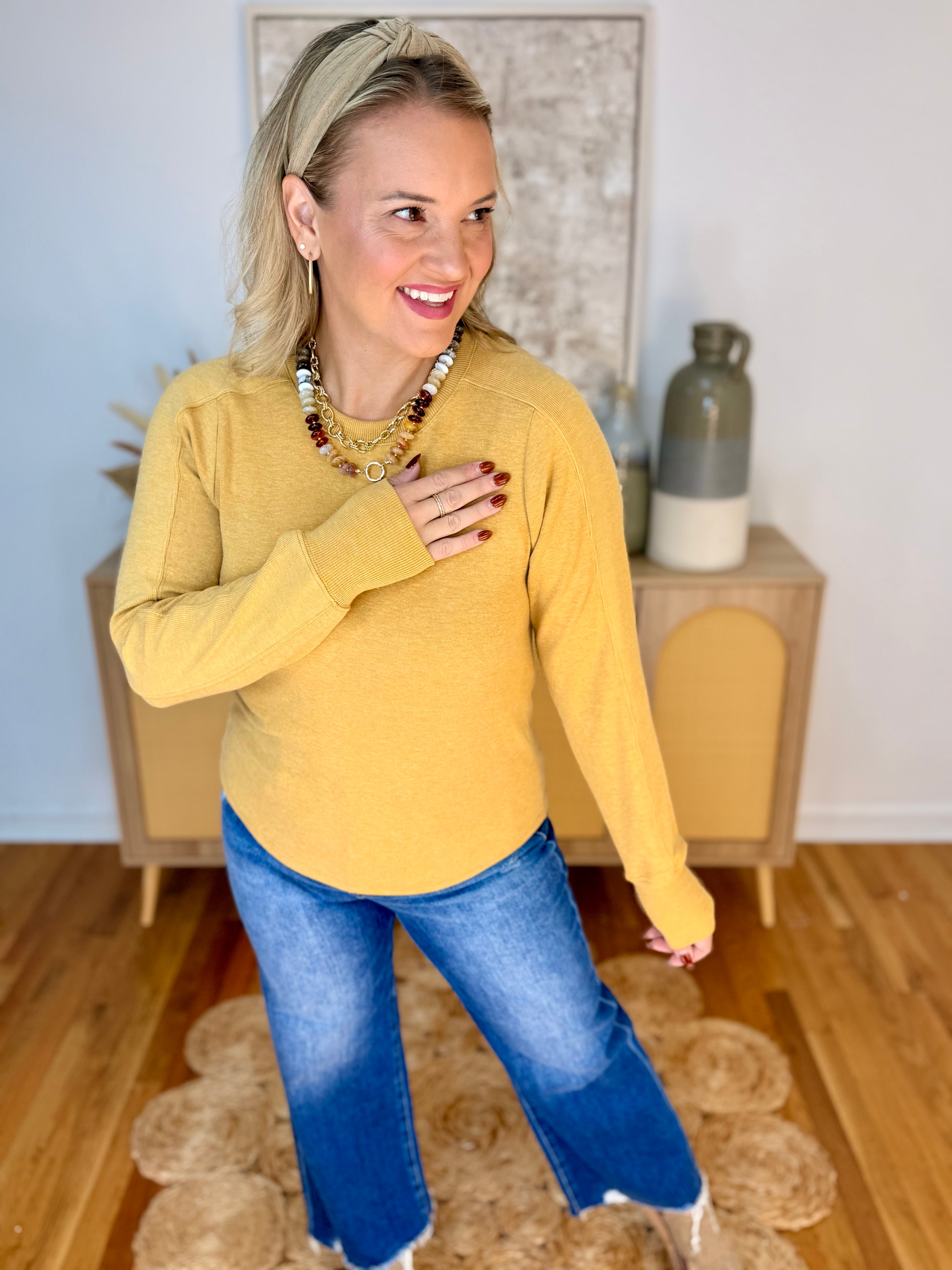 Golden Girl Long Sleeve Top-110 Long Sleeve Top-Staccato-The Lovely Closet, Women's Fashion Boutique in Alexandria, KY