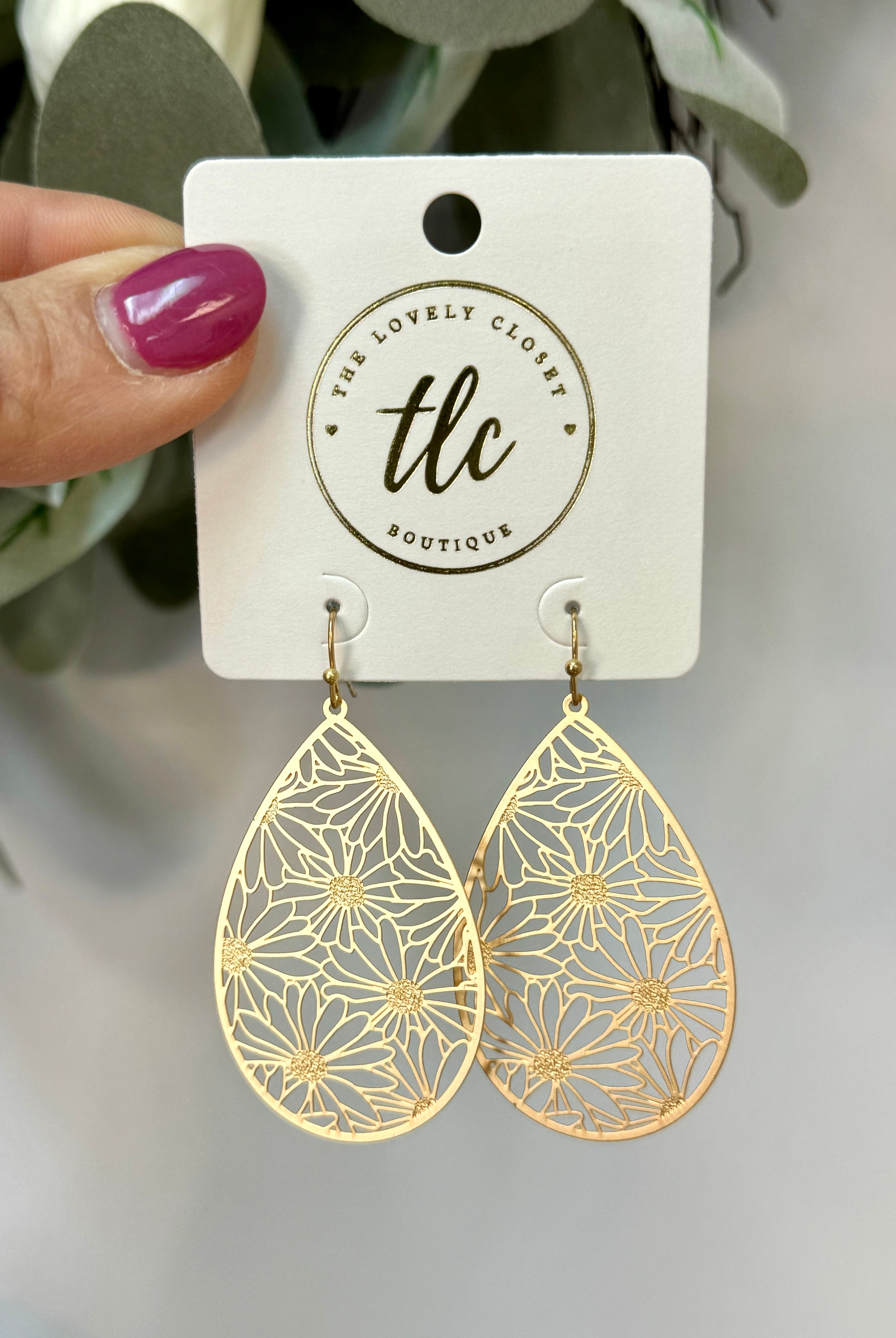 Daisy Filigree Teardrop Earrings-250 Jewelry-The Lovely Closet-The Lovely Closet, Women's Fashion Boutique in Alexandria, KY