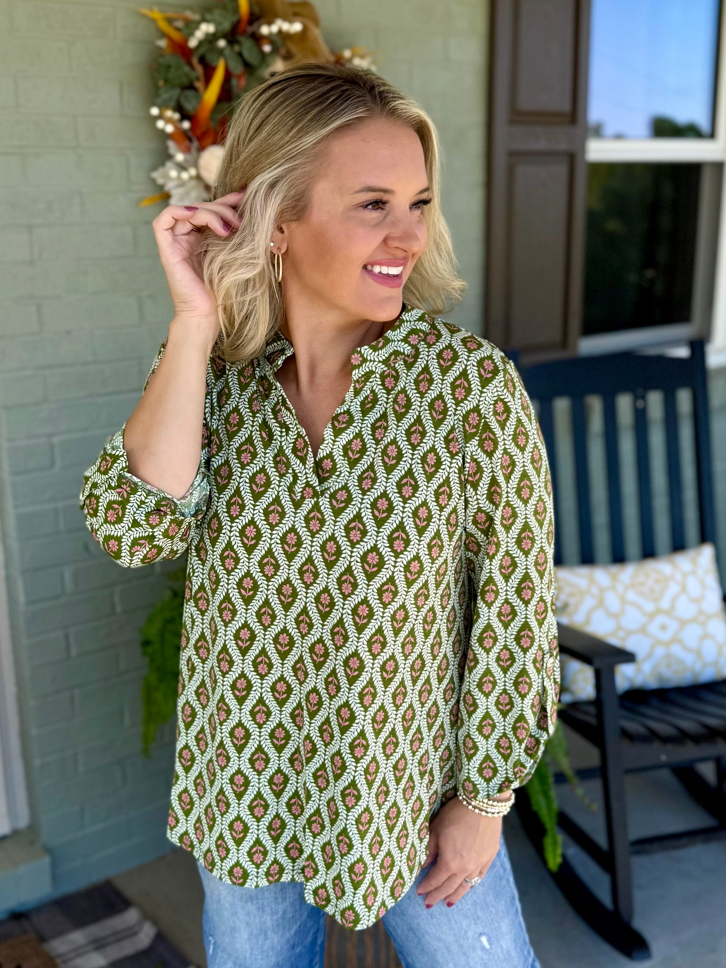 Lizzy - Fall Floral Print Top-110 Long Sleeve Top-Dear Scarlett-The Lovely Closet, Women's Fashion Boutique in Alexandria, KY