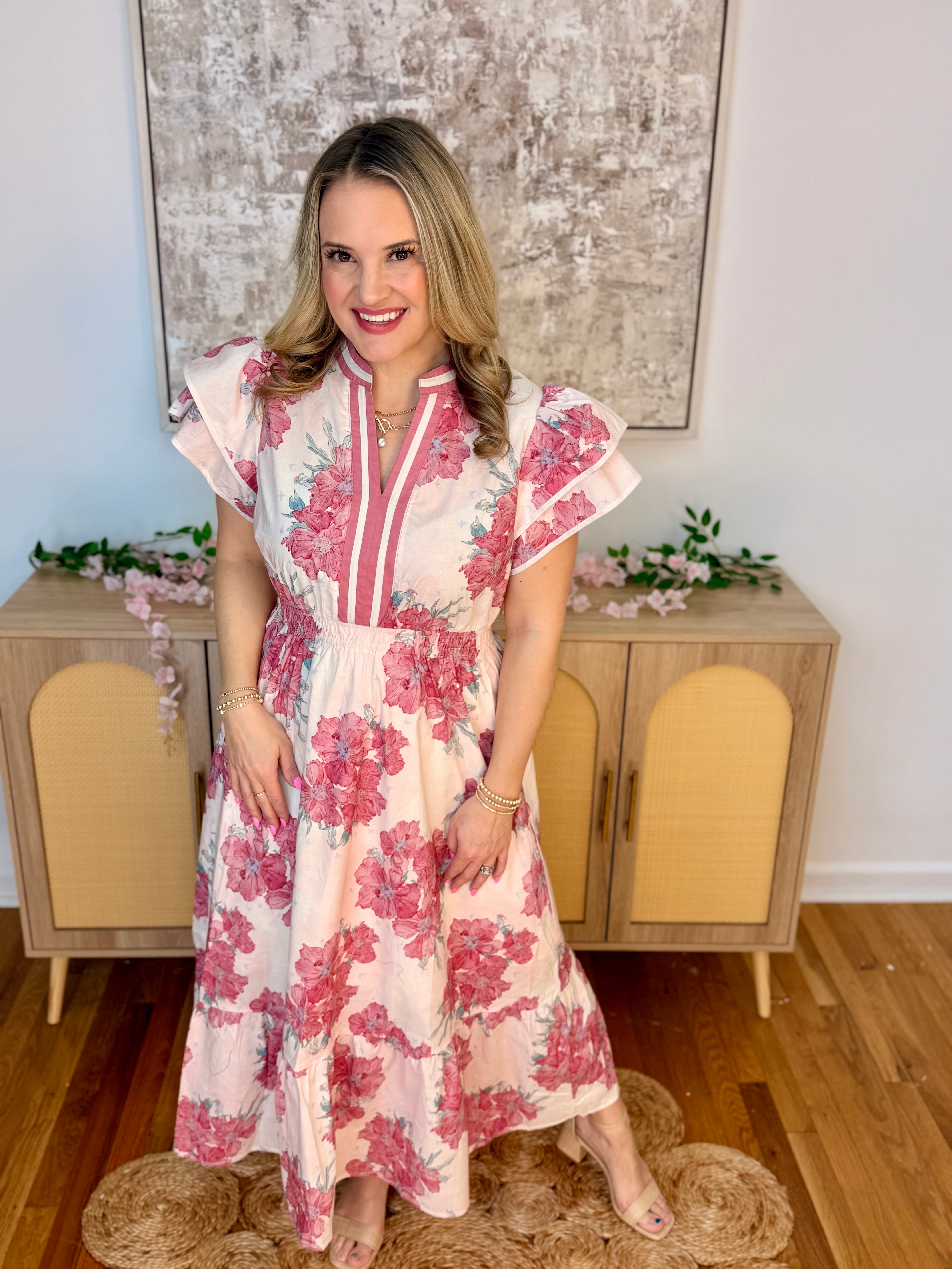 Spring Bouquet Midi Dress-180 Dresses-Umgee-The Lovely Closet, Women's Fashion Boutique in Alexandria, KY