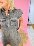 Ash Denim Button Front Dress-180 Dresses-Sage + Fig-The Lovely Closet, Women's Fashion Boutique in Alexandria, KY