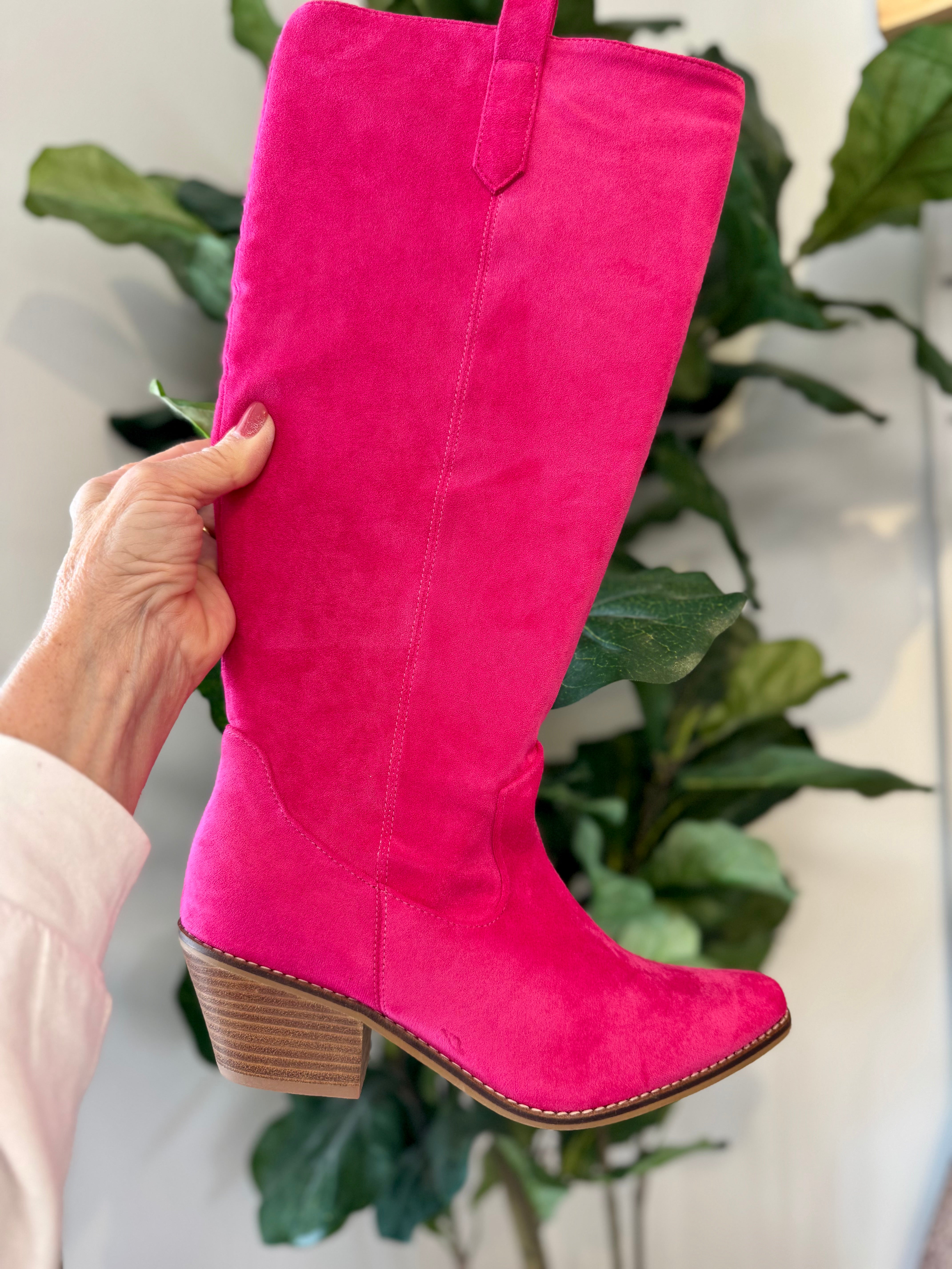 Corkys City Slicker Faux Suede Knee Boot - Hot Pink-The Lovely Closet-The Lovely Closet, Women's Fashion Boutique in Alexandria, KY