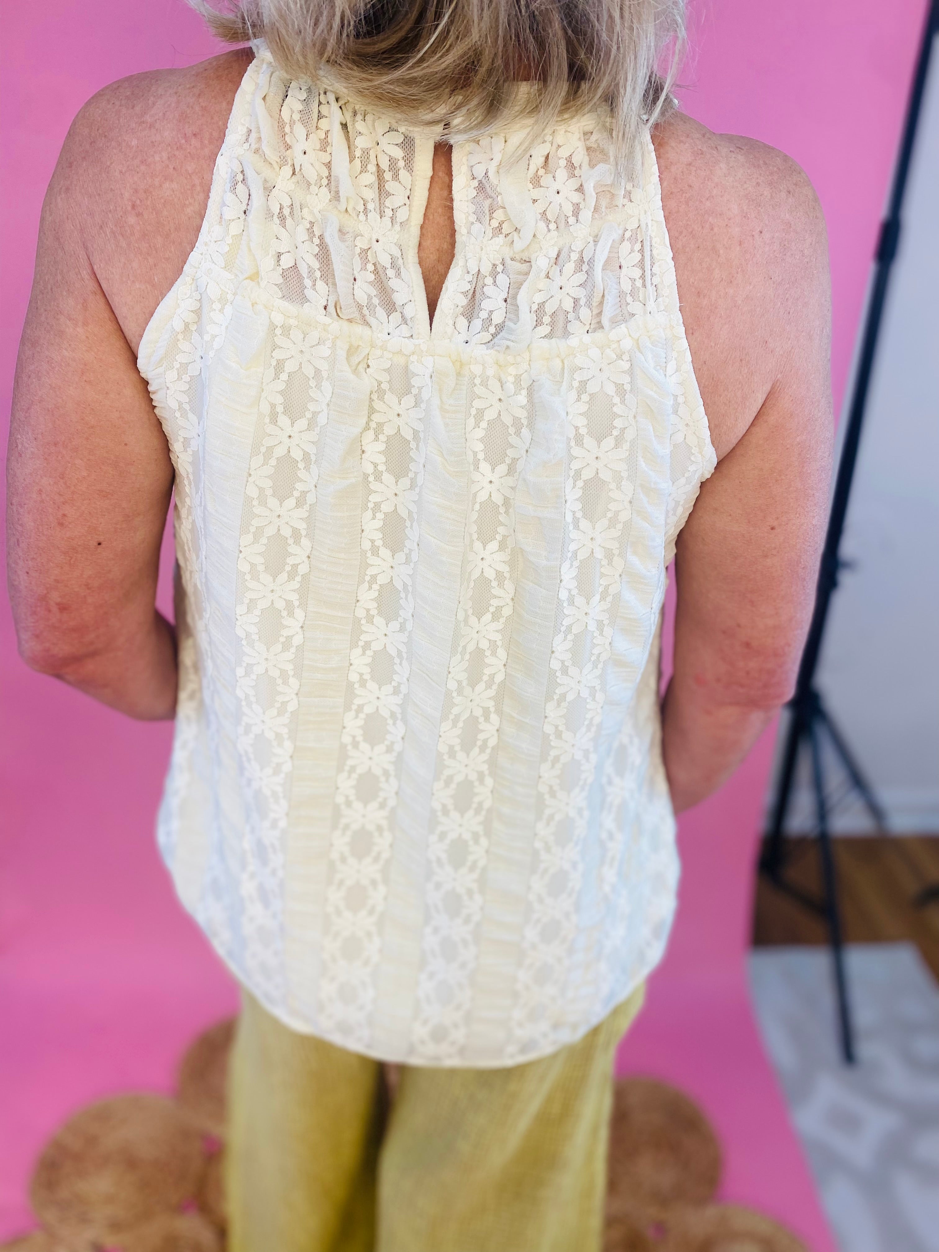 Beach Babe Lace Top-120 Sleeveless Tops-Doe and Rae-The Lovely Closet, Women's Fashion Boutique in Alexandria, KY