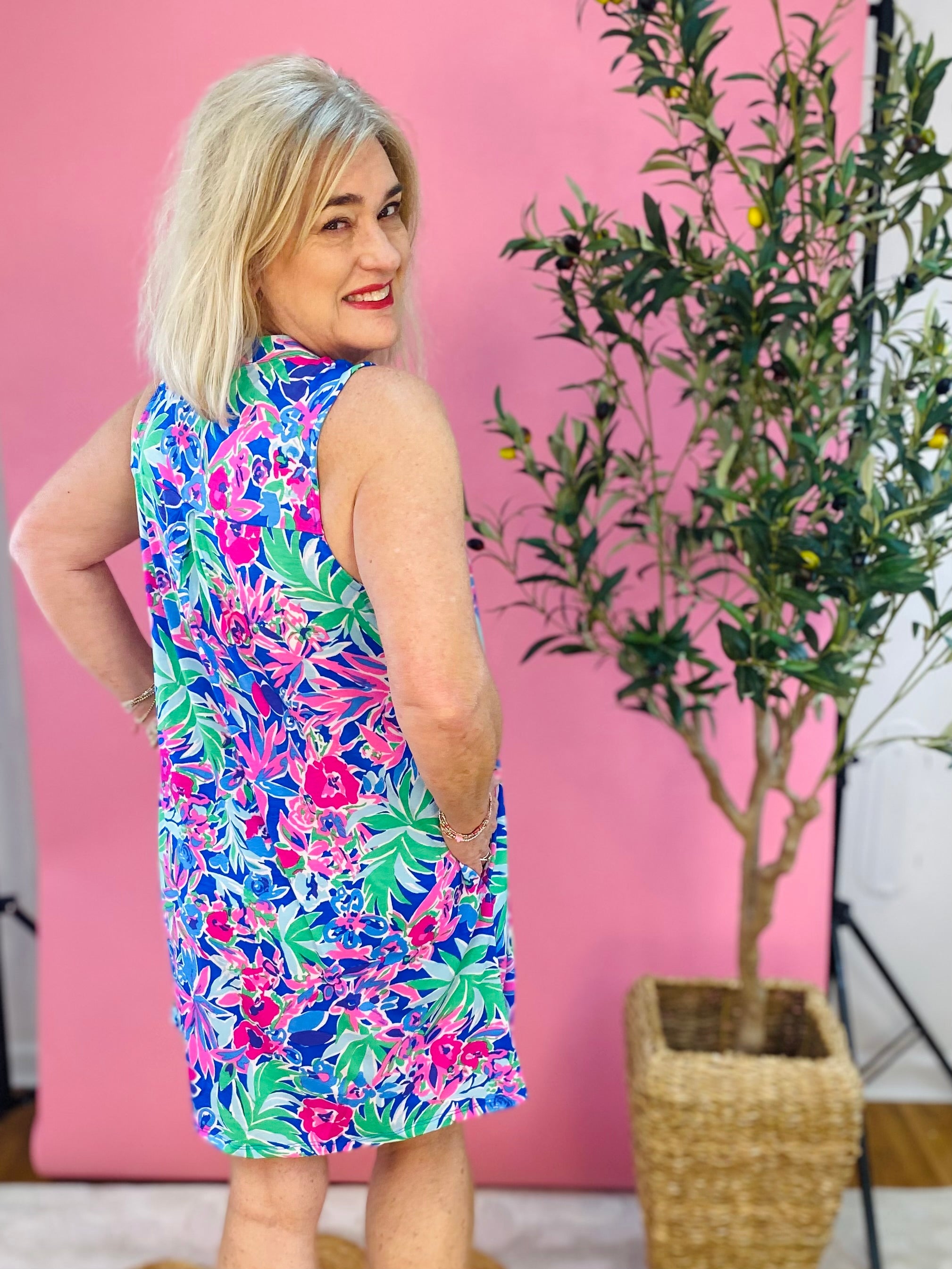 Lucy Tank Dress - Vibrant Palm Print-180 Dresses-The Lovely Closet-The Lovely Closet, Women's Fashion Boutique in Alexandria, KY