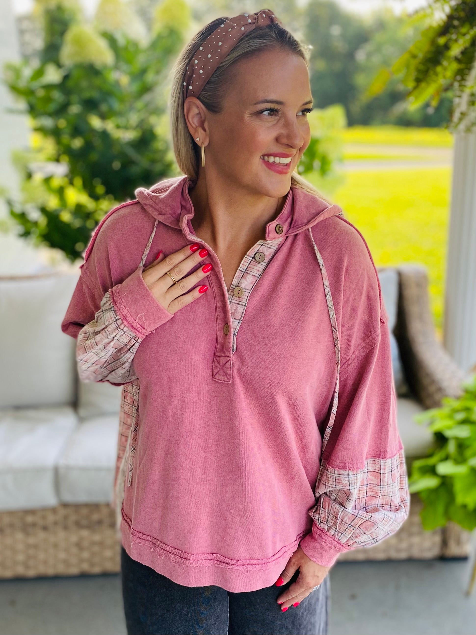 Berry Patch Hooded Pullover-110 Long Sleeve Top-easel-The Lovely Closet, Women's Fashion Boutique in Alexandria, KY