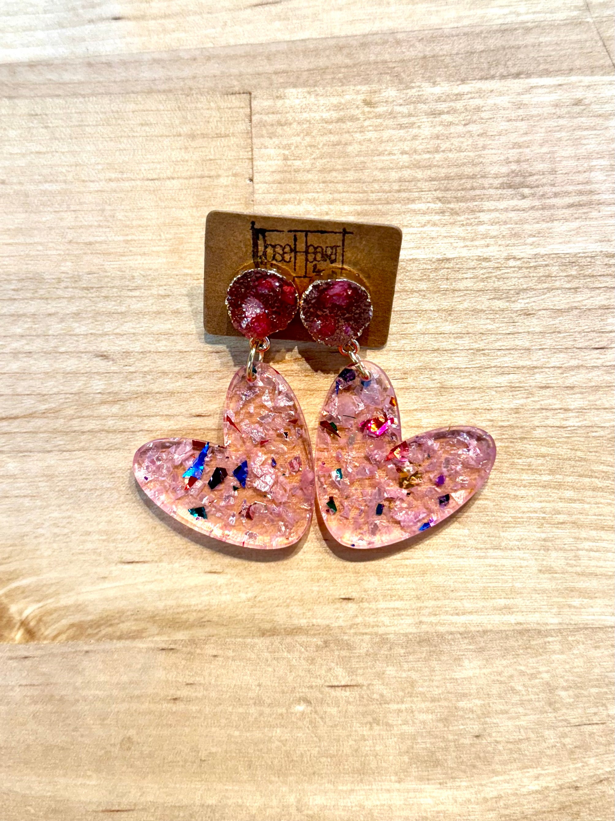 Pop of Color RoseHeart Earrings-250 Jewelry-RH-The Lovely Closet, Women's Fashion Boutique in Alexandria, KY