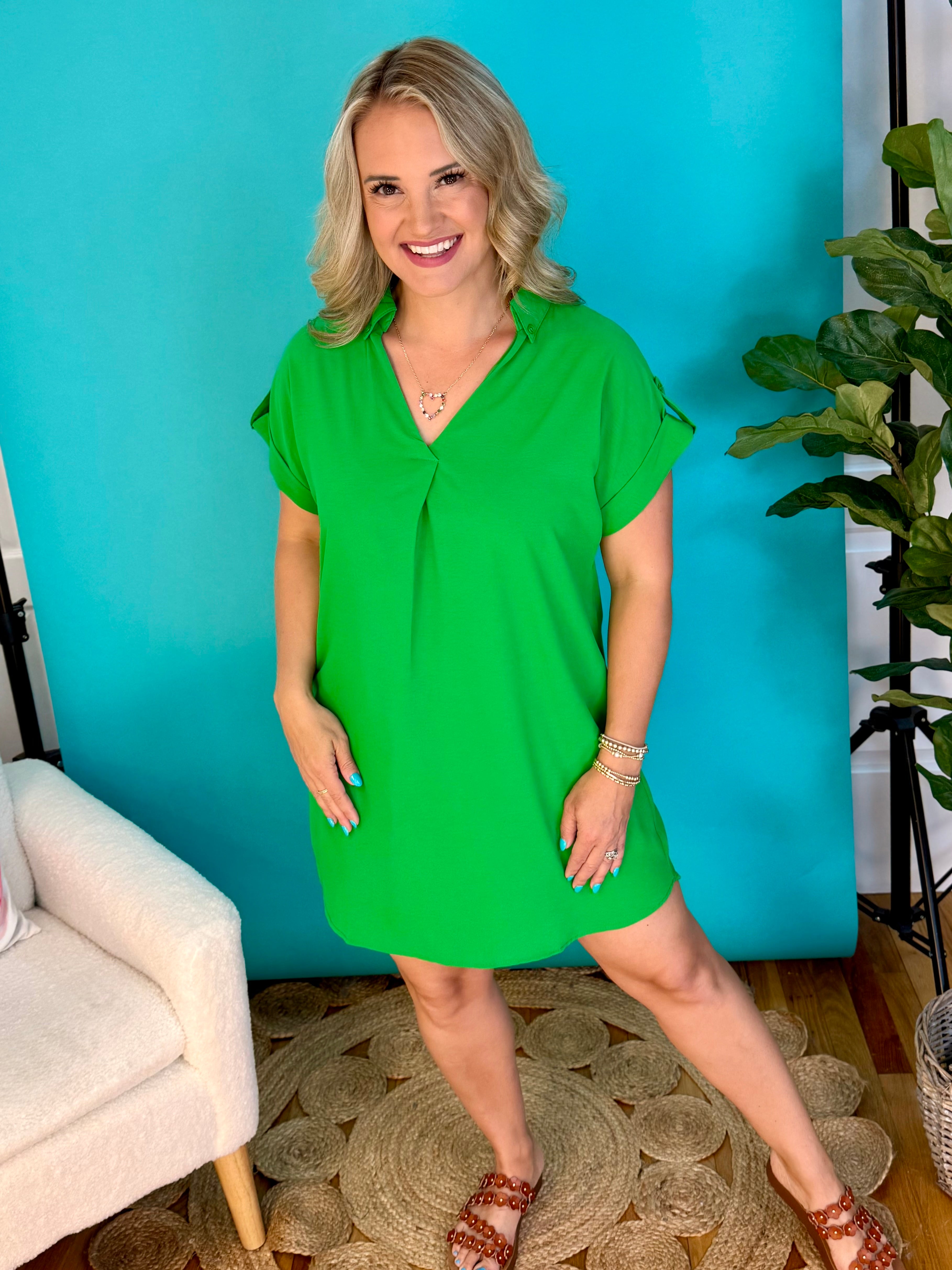 Comfortably Chic Dress - Green-180 Dresses-Carole Christian-The Lovely Closet, Women's Fashion Boutique in Alexandria, KY