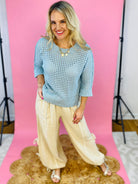 Sea Breeze Lightweight Knit Sweater - Sea Blue-110 Long Sleeve Top-Mystree-The Lovely Closet, Women's Fashion Boutique in Alexandria, KY