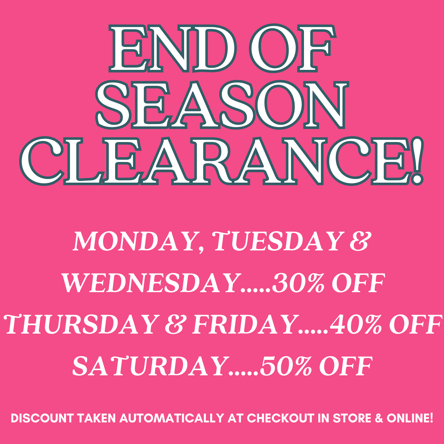 END OF SEASON CLEARANCE DETAILS-The Lovely Closet-The Lovely Closet, Women's Fashion Boutique in Alexandria, KY