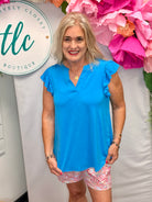 Donna Top - Aqua Blue-100 Short Sleeve Tops-Dear Scarlett-The Lovely Closet, Women's Fashion Boutique in Alexandria, KY