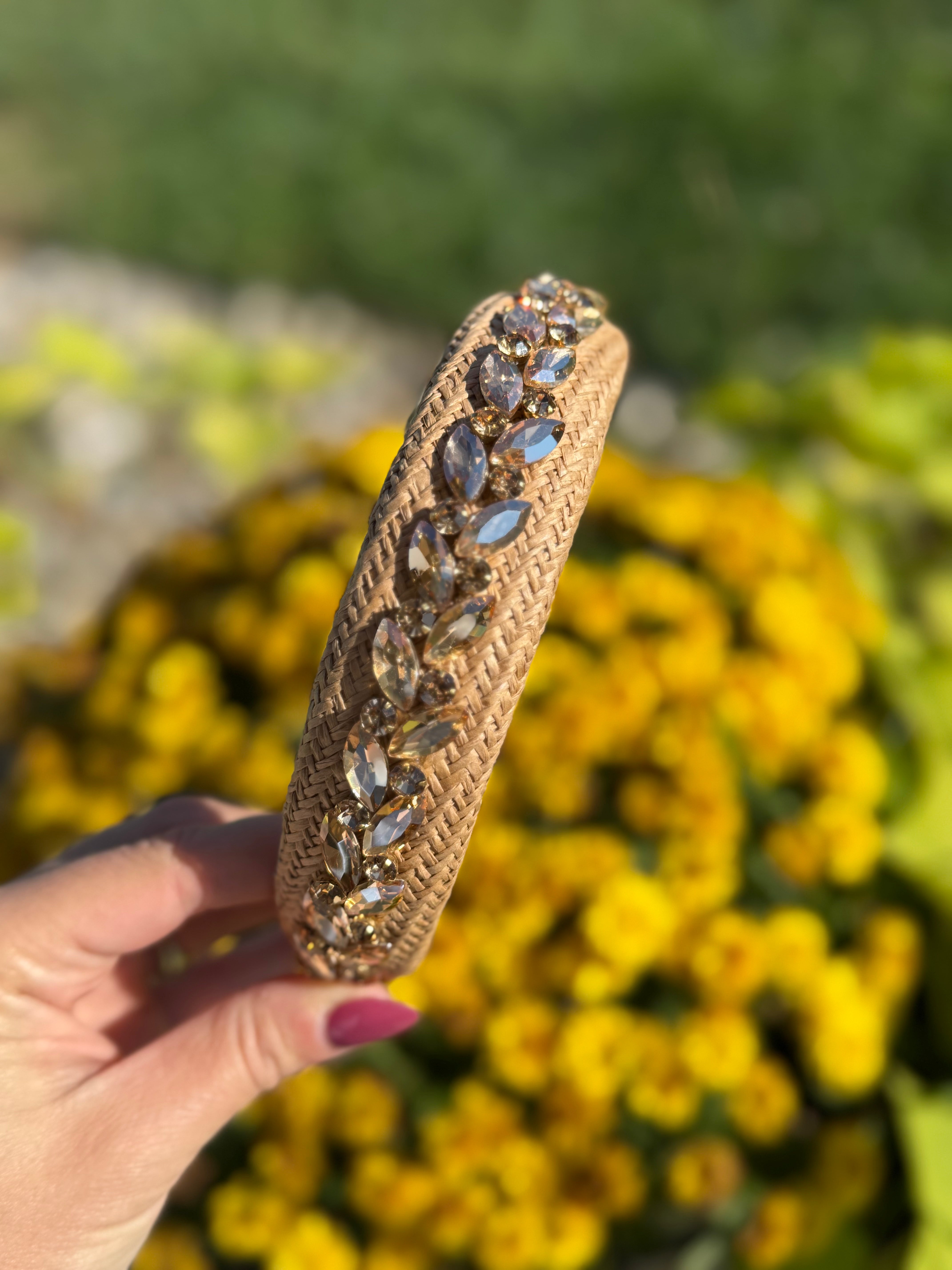 Raffia and Rhinestone Headband-300 Headwear-The Lovely Closet-The Lovely Closet, Women's Fashion Boutique in Alexandria, KY
