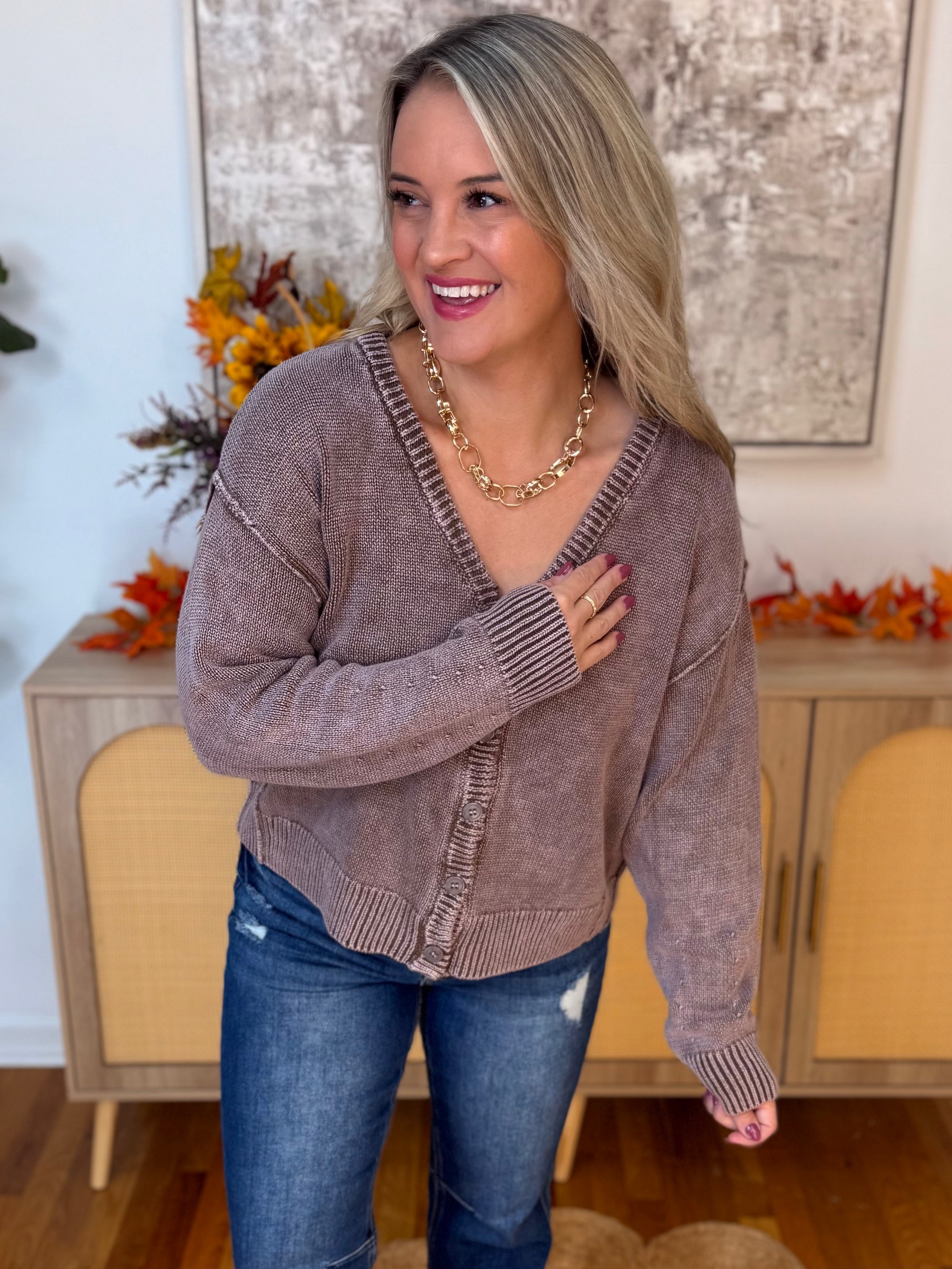 FINAL SALE - Falling Leaves Cardigan - Vintage Plum-160 Cardigan/Kimonos-bibi-The Lovely Closet, Women's Fashion Boutique in Alexandria, KY