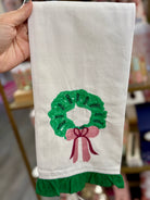 Tea Towel - Embellished Sequin Wreath-350 Holiday-Mary Square-The Lovely Closet, Women's Fashion Boutique in Alexandria, KY