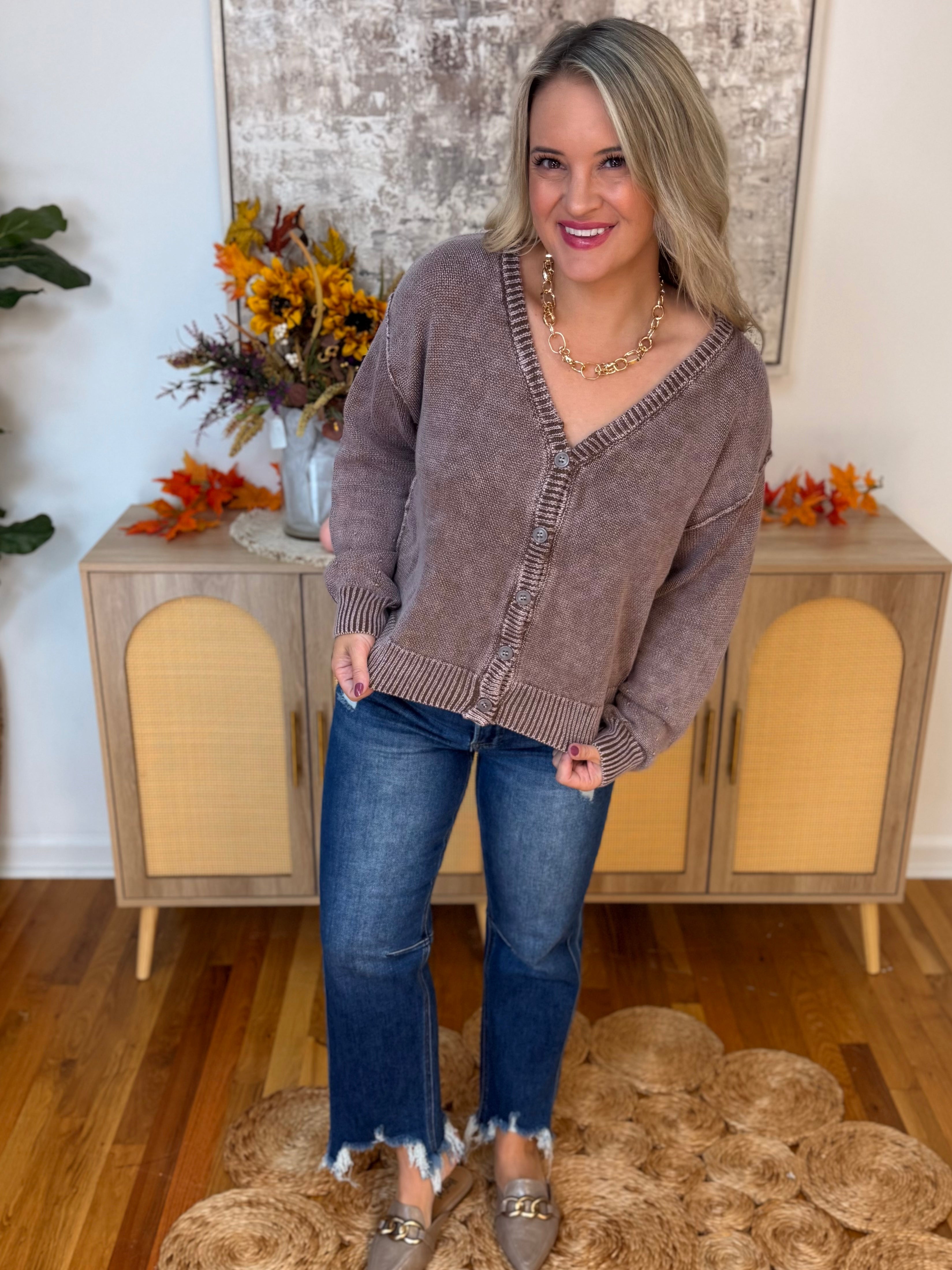 Falling Leaves Cardigan - Brick-160 Cardigan/Kimonos-bibi-The Lovely Closet, Women's Fashion Boutique in Alexandria, KY