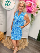 Coastal Blue Floral Lizzy Dress-180 Dresses-Dear Scarlett-The Lovely Closet, Women's Fashion Boutique in Alexandria, KY