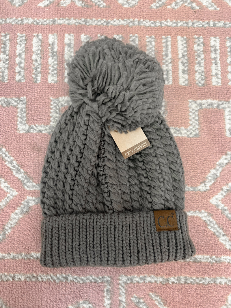 Grey Knit CC Beanie-The Lovely Closet-The Lovely Closet, Women's Fashion Boutique in Alexandria, KY