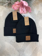 Leather Patch Essential Beanie-300 Headwear-CC-The Lovely Closet, Women's Fashion Boutique in Alexandria, KY