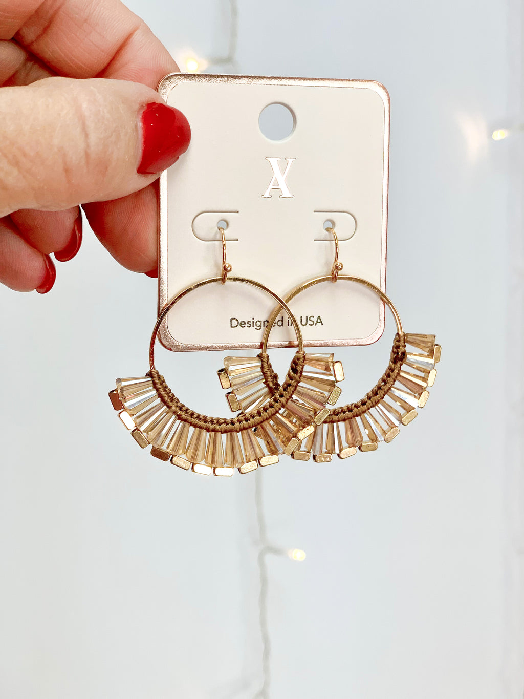 Gold Shimmers Hoop Earring-Earrings-The Lovely Closet-The Lovely Closet, Women's Fashion Boutique in Alexandria, KY