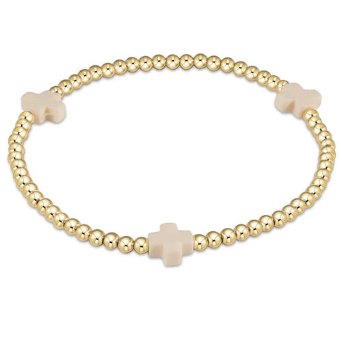 Signature Cross Gold Pattern 3mm Bead Bracelet-260 eNewton-eNewton-The Lovely Closet, Women's Fashion Boutique in Alexandria, KY