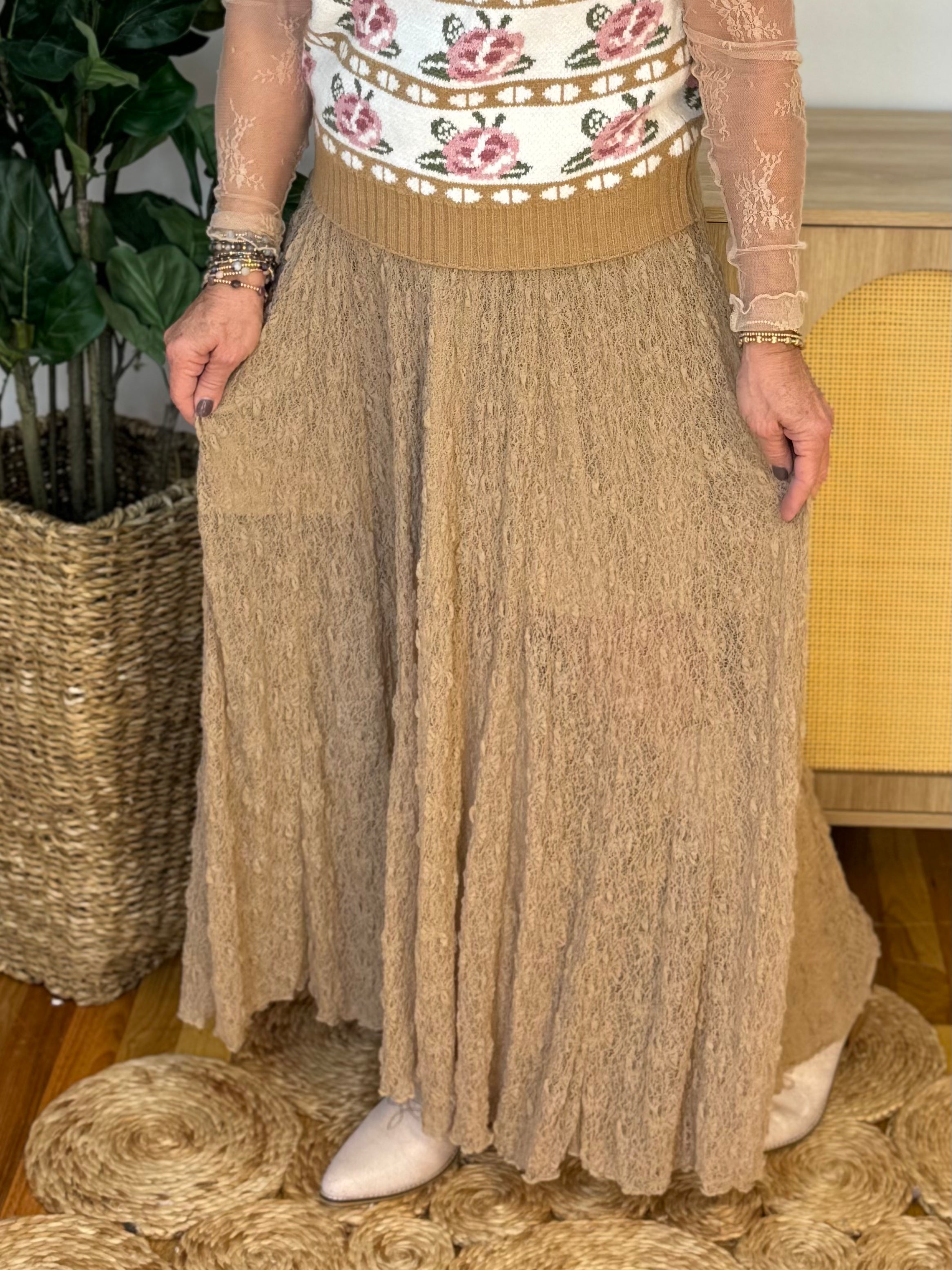 Knitted Lace Maxi Skirt-230 Skirts/Shorts-Anniewear-The Lovely Closet, Women's Fashion Boutique in Alexandria, KY